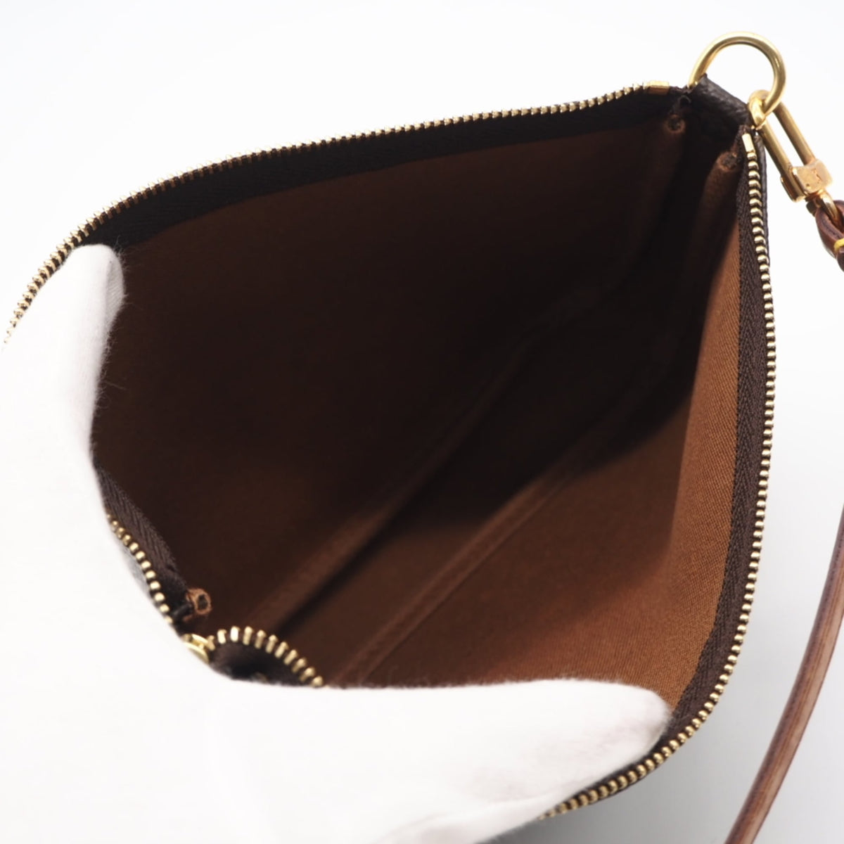 Louis Vuitton Monogram Beige Brown Coated Canvas Leather Handbag Pochette (Pre-Owned)