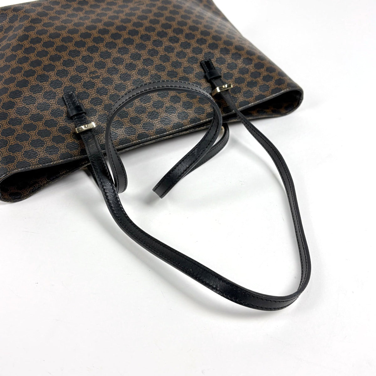 Celine Black Brown Coated Canvas Leather Tote Bag (Pre-Owned)