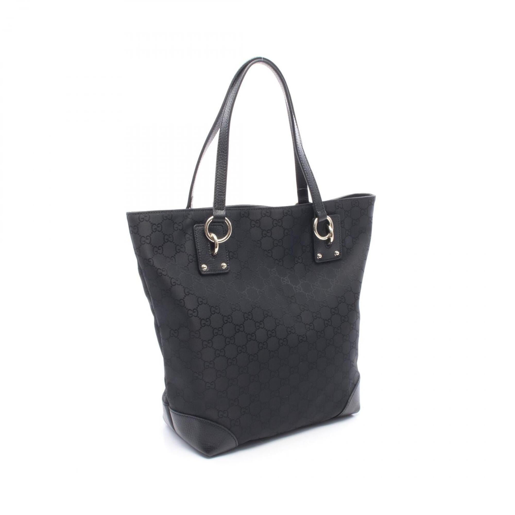 Gucci Black Canvas Leather Tote Bag (Pre-Owned)