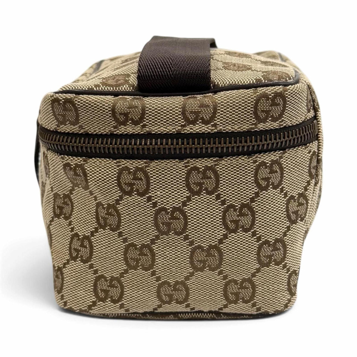 Gucci Beige Brown Gg Canvas Pouch Vanity Bag (Pre-Owned)