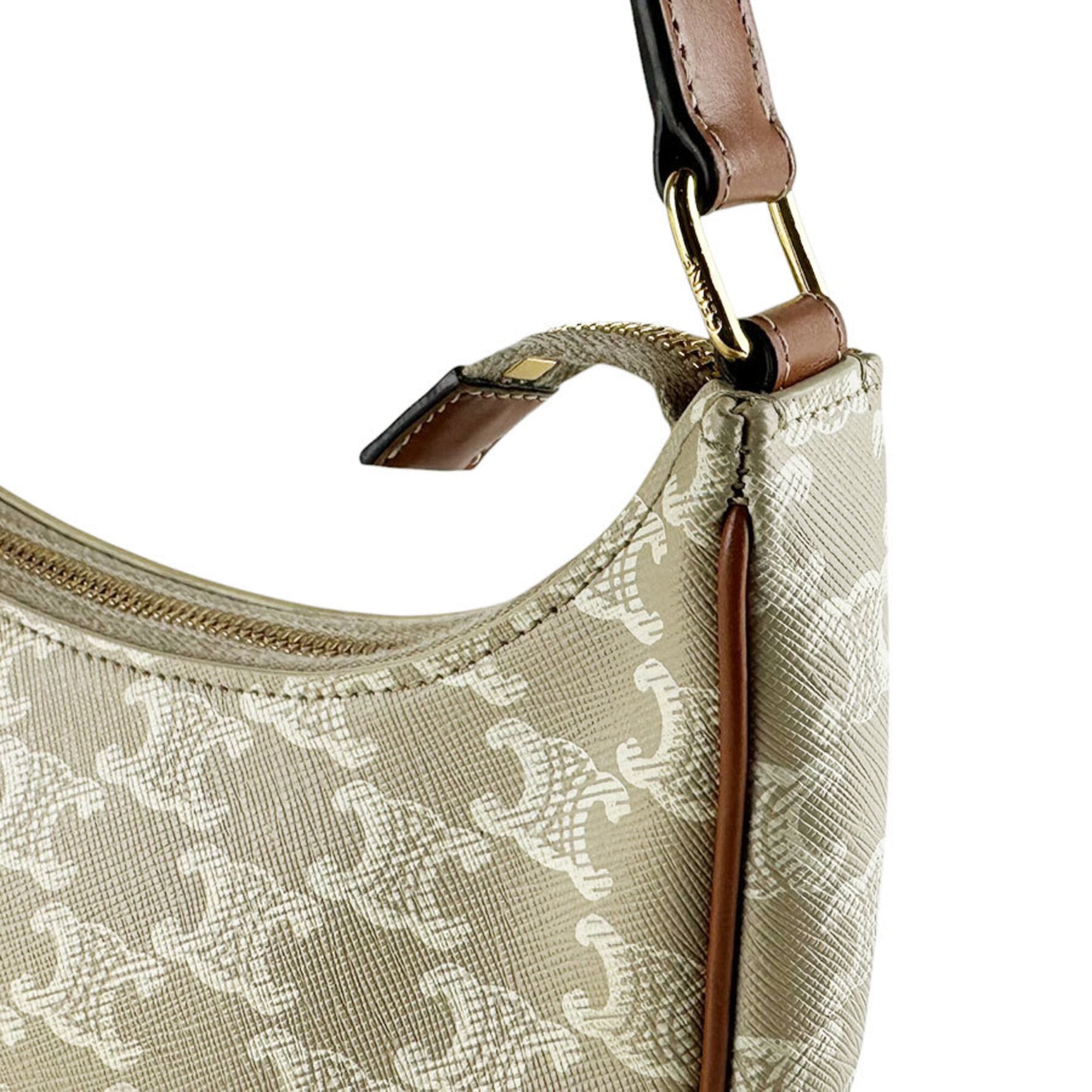 Celine Brown Grayish Coated Canvas Leather Handbag (Pre-Owned)