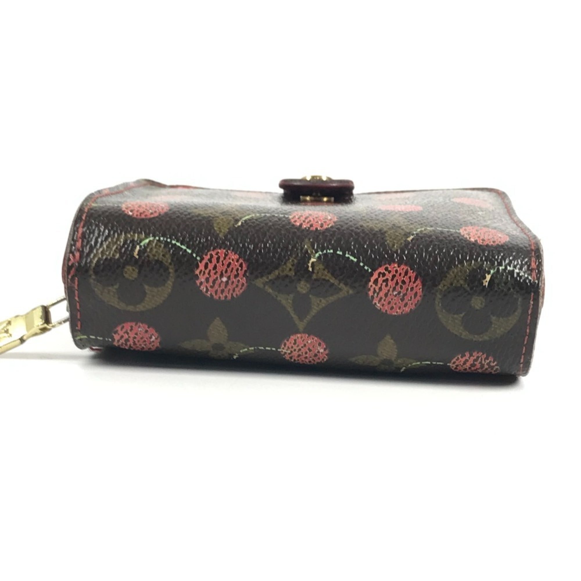 Louis Vuitton Brown Red Color Monogram Cherry Blossom Canvas Wallet (Bi-Fold) (Pre-Owned)