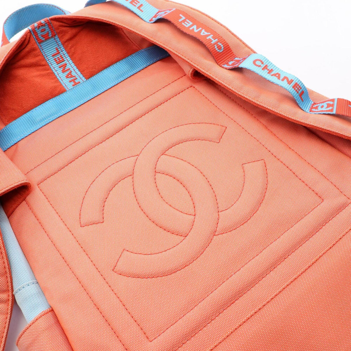 Chanel Blue Orange Red Color Nylon Canvas Backpack (Pre-Owned)