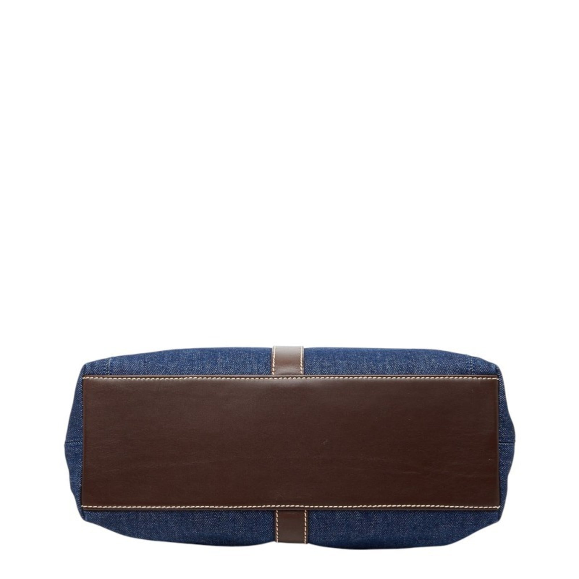 Chanel Blue Brown Denim Leather Handbag Tote Bag (Pre-Owned)
