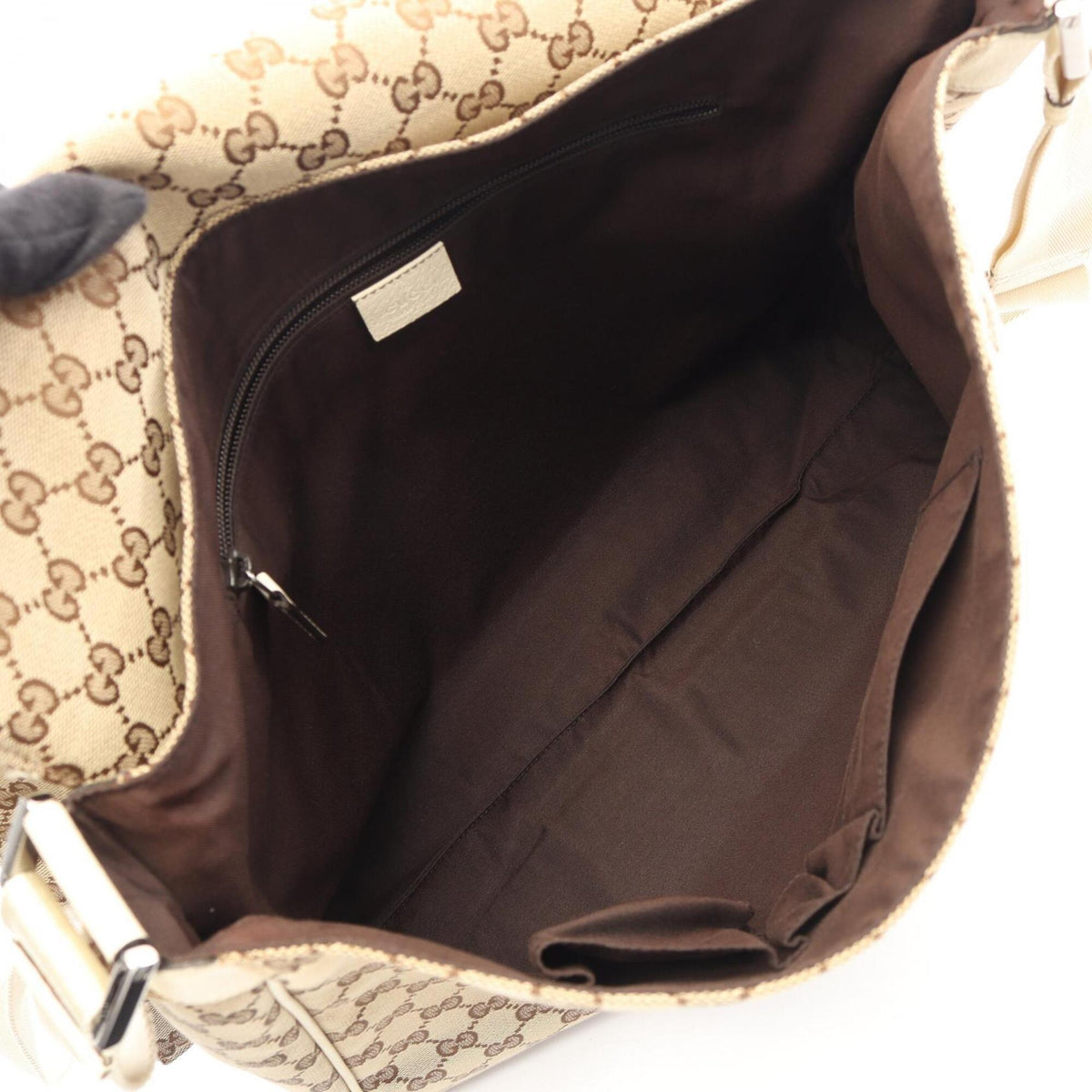 Gucci Beige Ivory Canvas Leather Handbag Shoulder Bag (Pre-Owned)