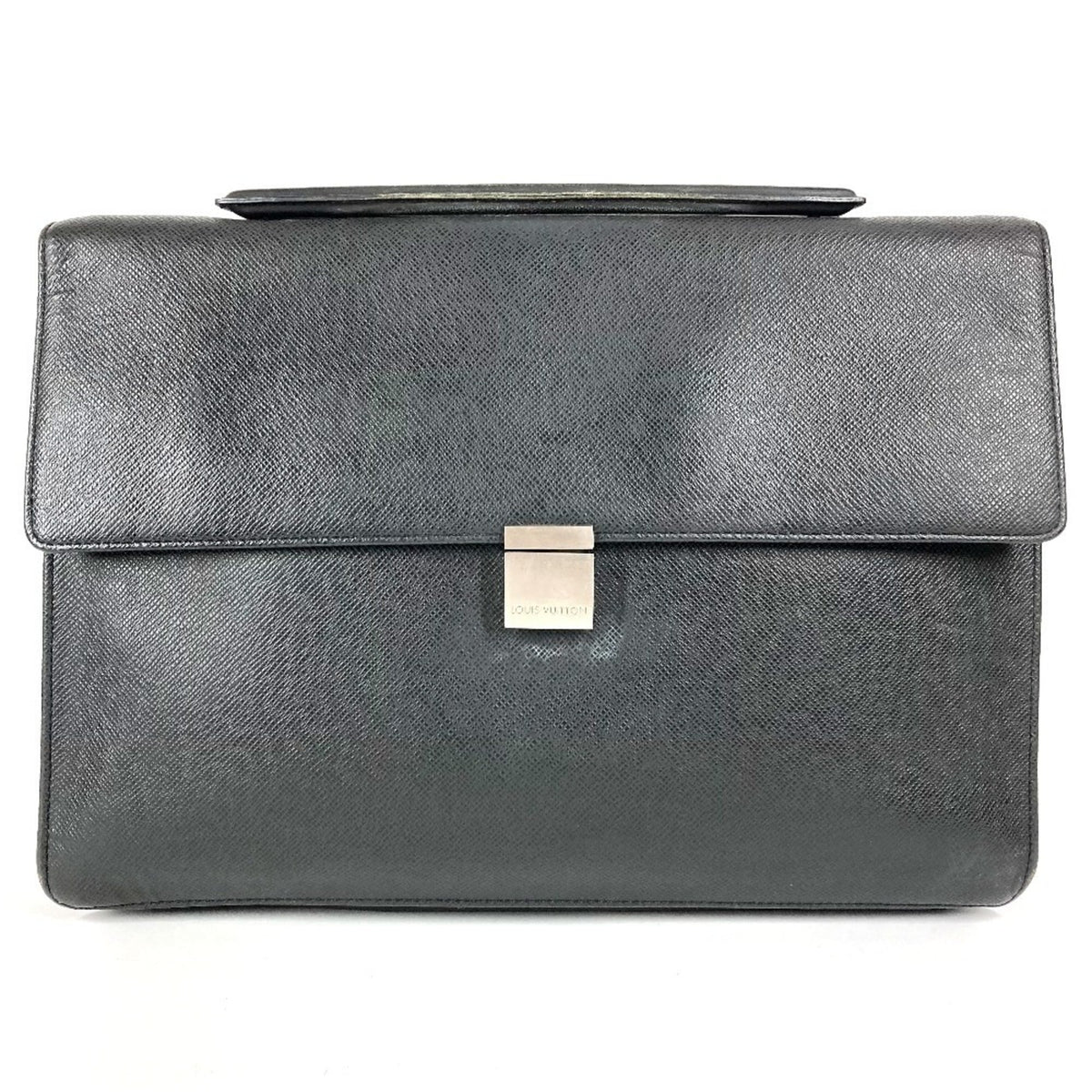 Louis Vuitton Ardoise Black Taiga Leather Briefcase Handbag (Pre-Owned)