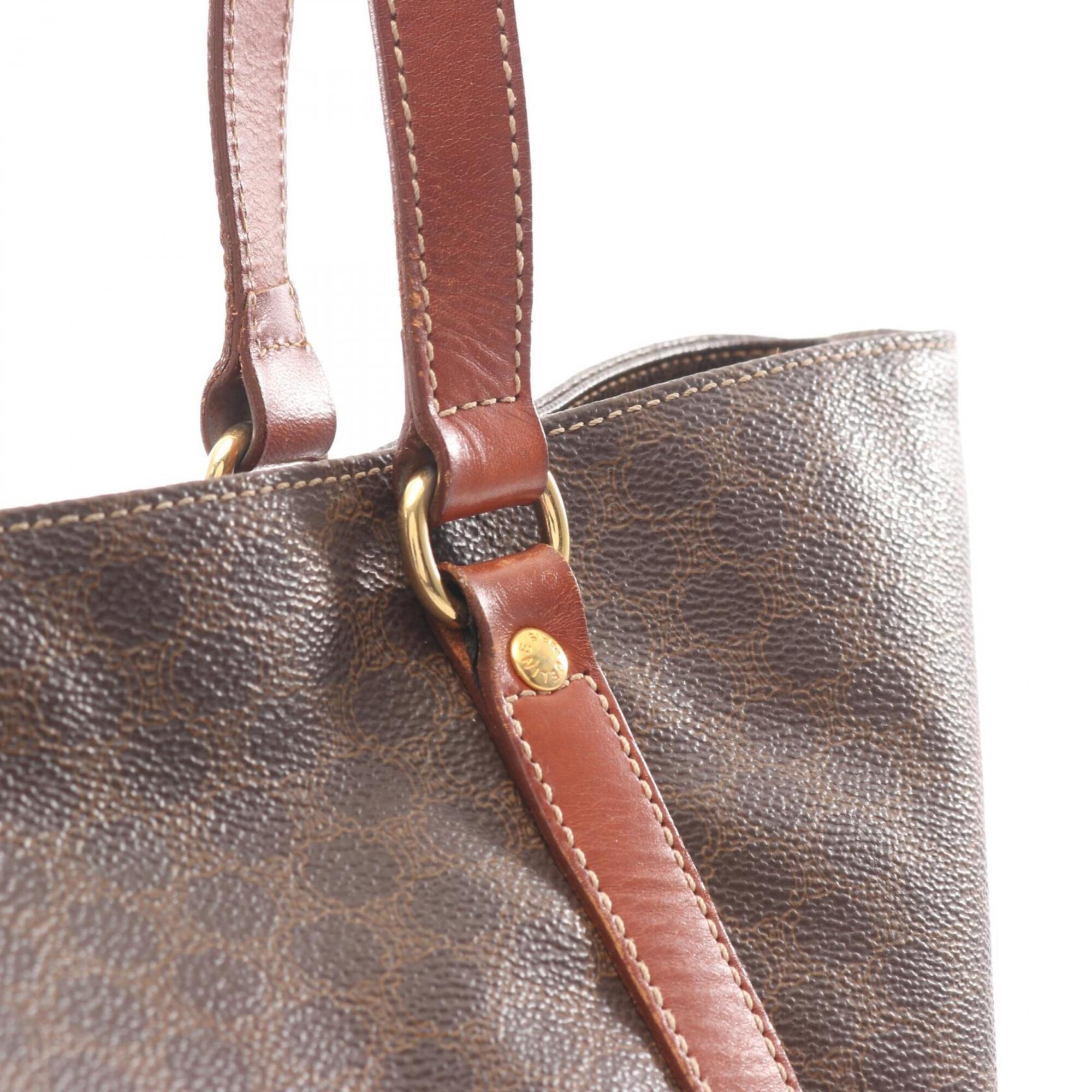 Celine Brown Coated Canvas Leather Handbag Tote Bag (Pre-Owned)