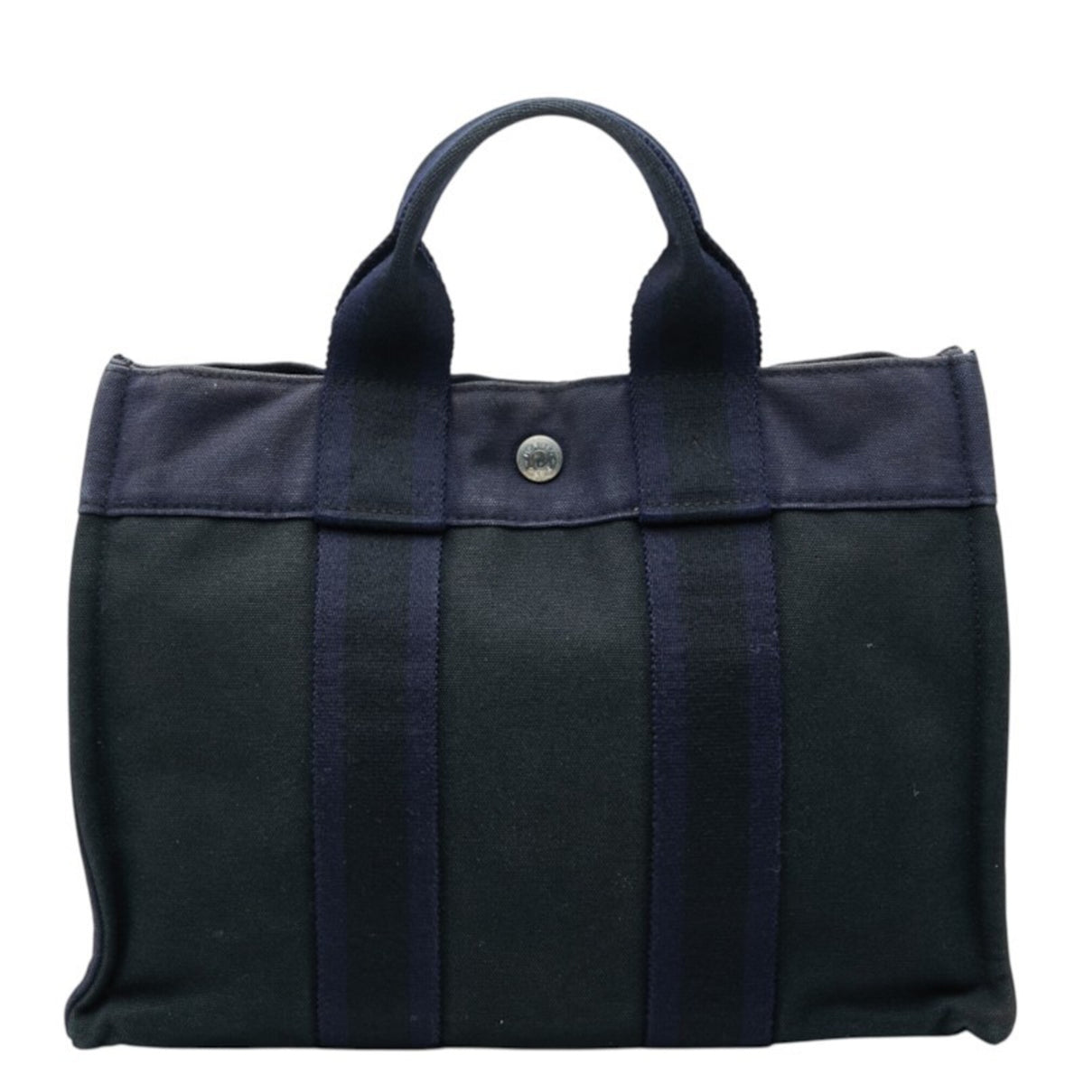 Hermes Black Purple Canvas Handbag Tote Bag (Pre-Owned)