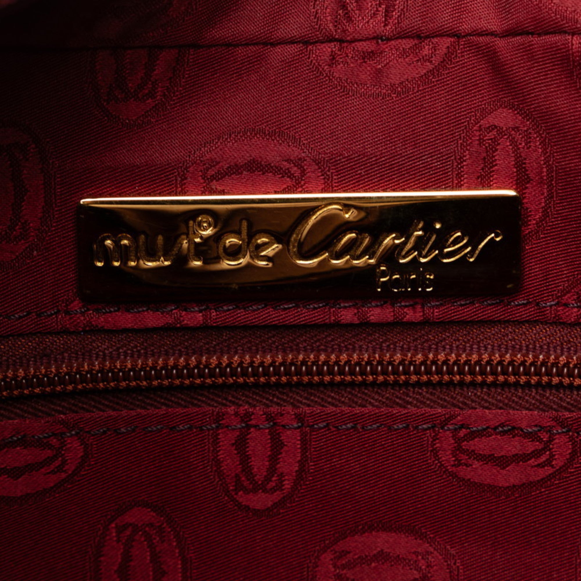Cartier Bordeaux Wine Red Leather Shoulder Bag (Pre-Owned)