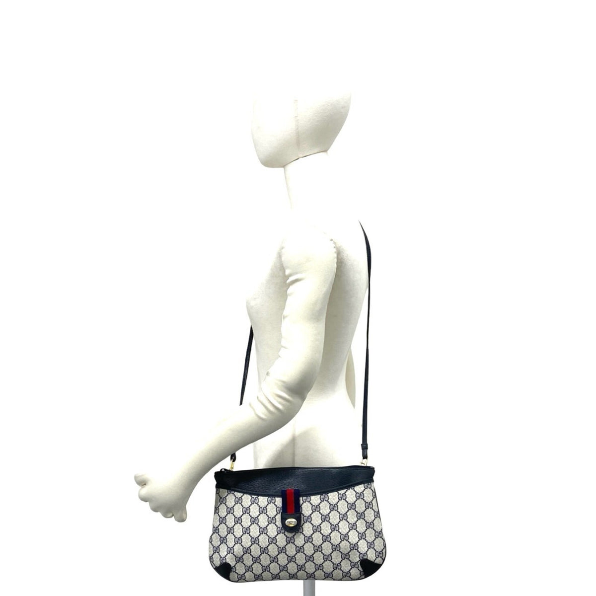 Gucci Navy Red Color Leather Pvc Pochette Shoulder Bag (Pre-Owned)
