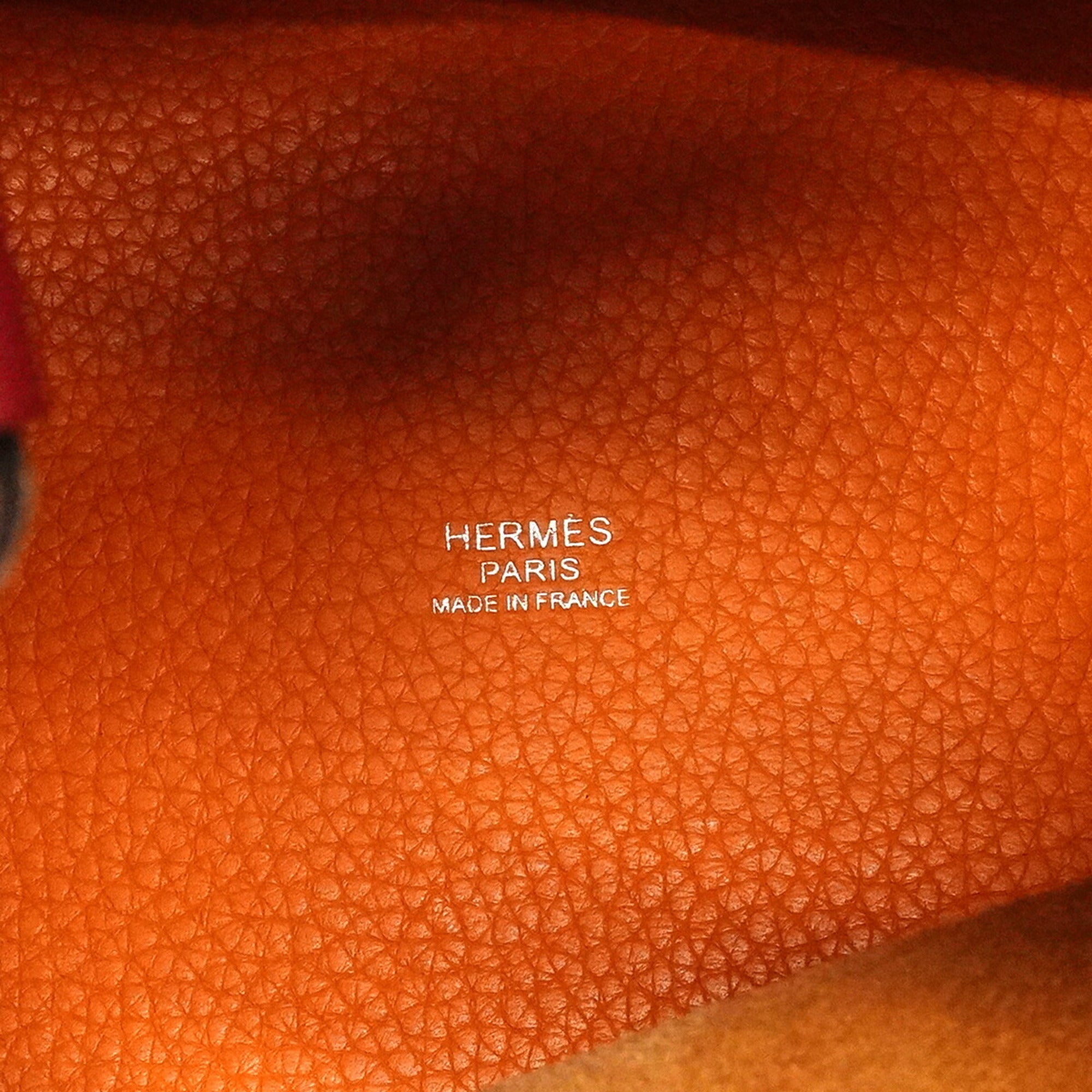 Hermes Orange Rouge Grenat Taurillon Clemence Leather Swift Leather Handbag (Pre-Owned)