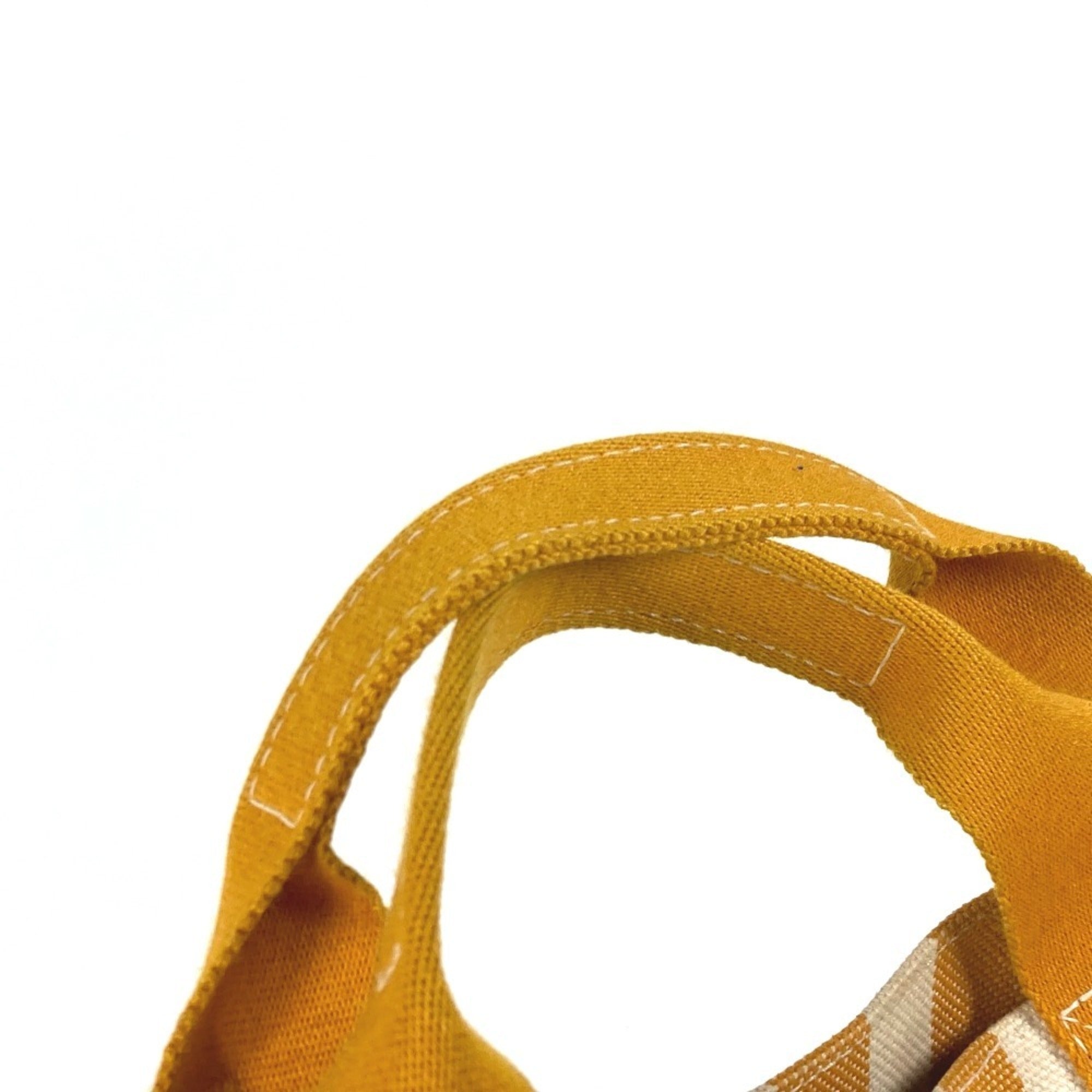 Hermes Orange White Canvas Handbag Tote Bag (Pre-Owned)