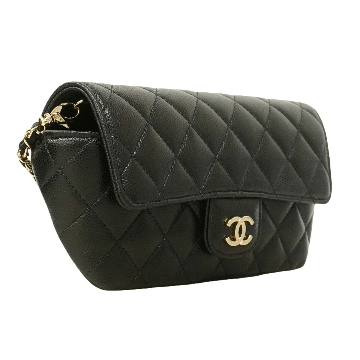 Chanel Black Grained Calfskin Shoulder Bag (Pre-Owned)