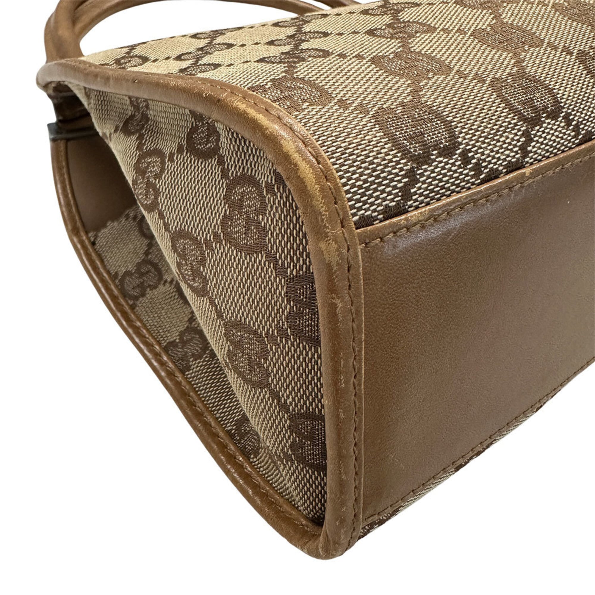 Gucci Beige Brown Canvas Handbag Shoulder Bag (Pre-Owned)