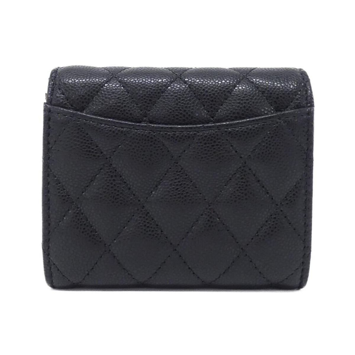 Chanel Black Bordeaux Grained Calfskin Wallet (Tri-Fold) (Pre-Owned)