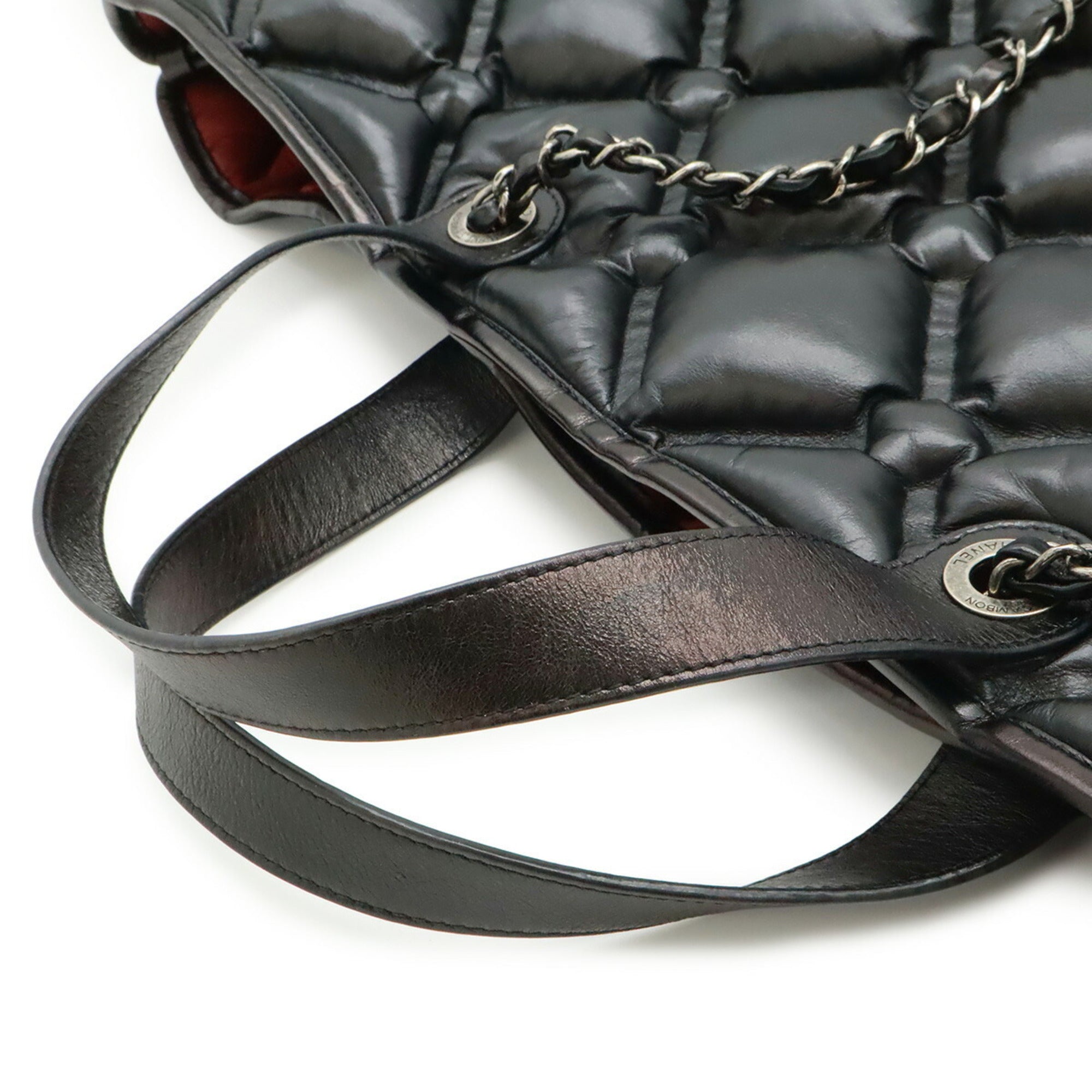 Chanel Black Leather Handbag Pouch Tote Bag (Pre-Owned)
