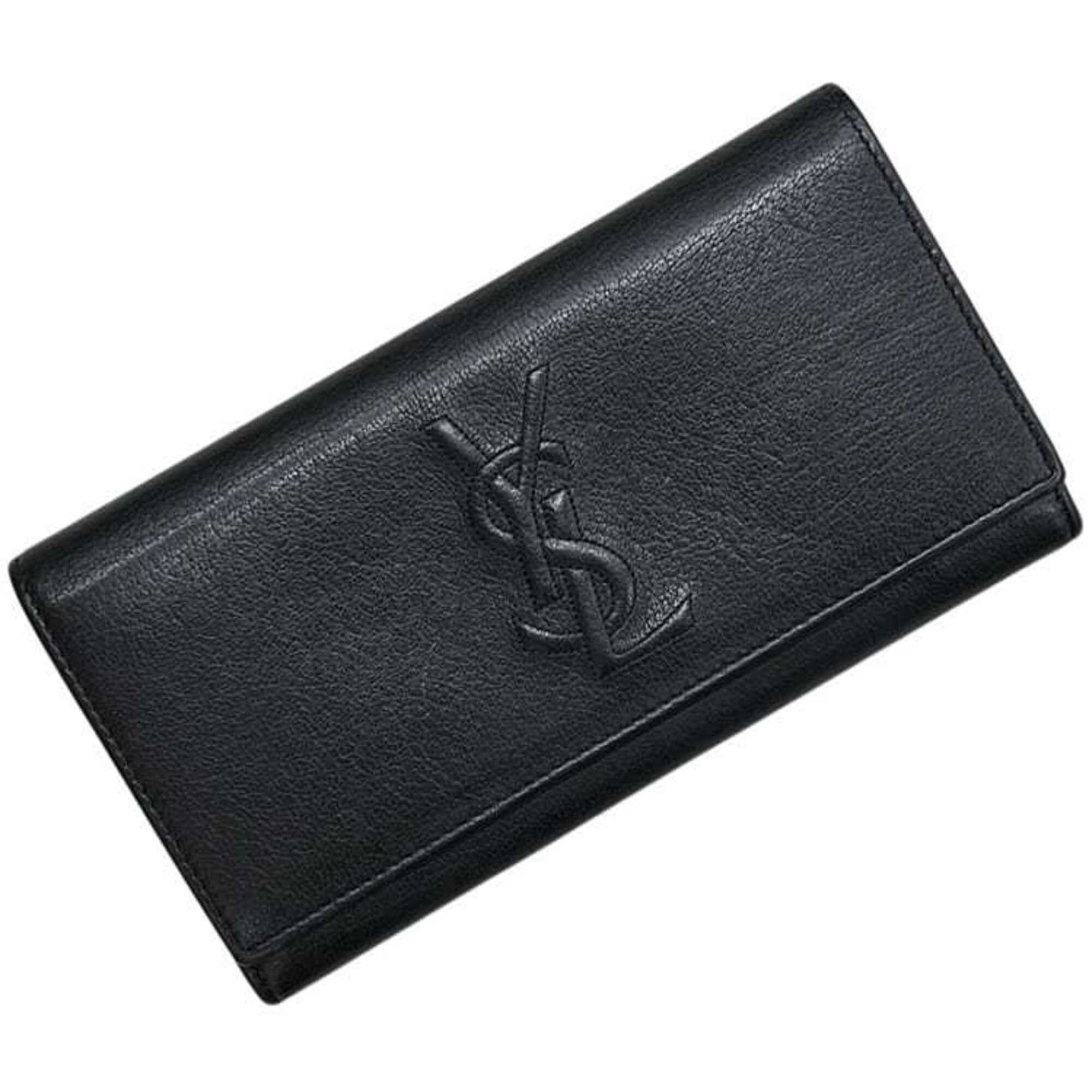 Yves Saint Laurent Black Leather Long Wallet (Bi-Fold) (Pre-Owned)