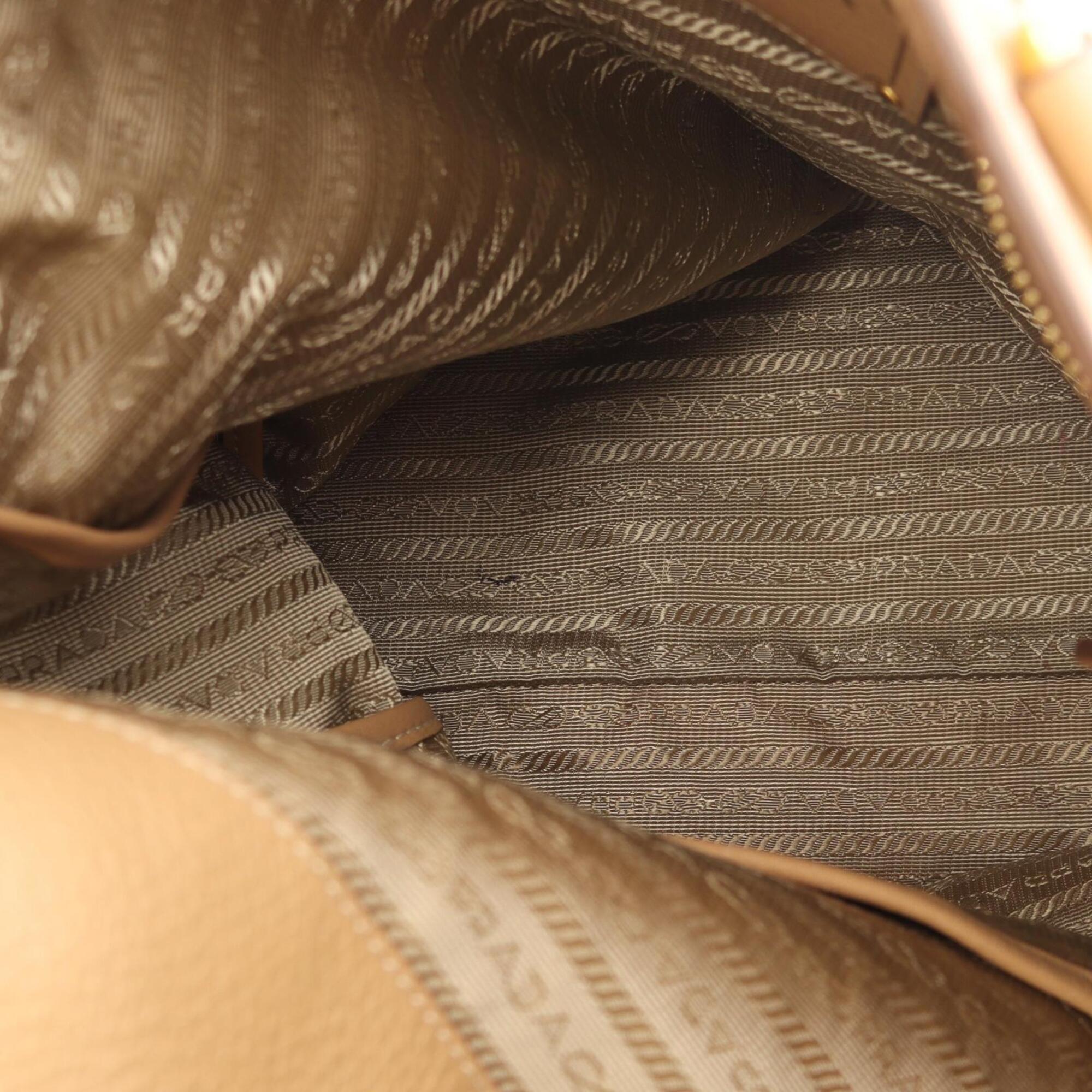 Prada Beige Leather Handbag Tote Bag (Pre-Owned)