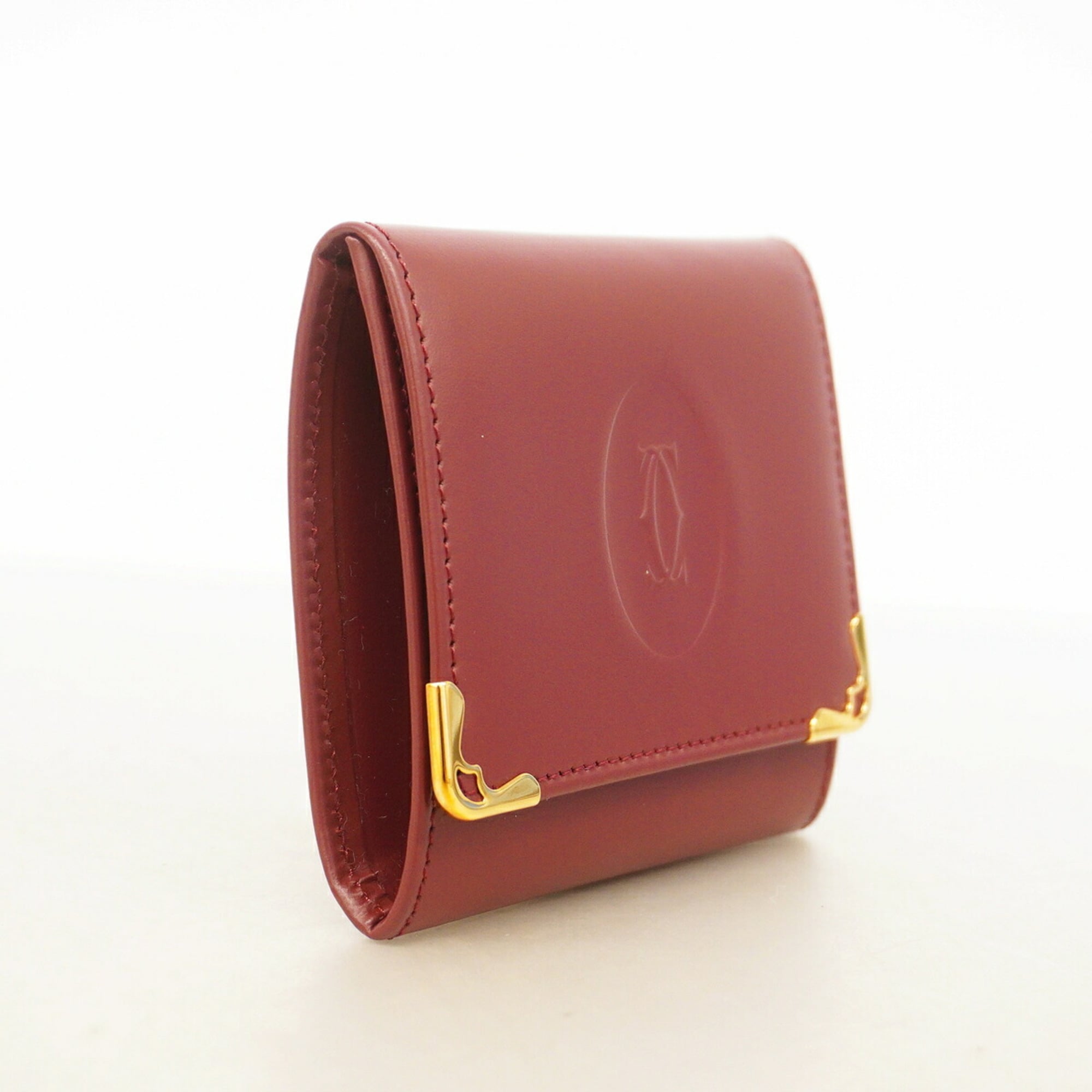 Cartier Bordeaux Leather Coin Purse/Coin Case (Pre-Owned)