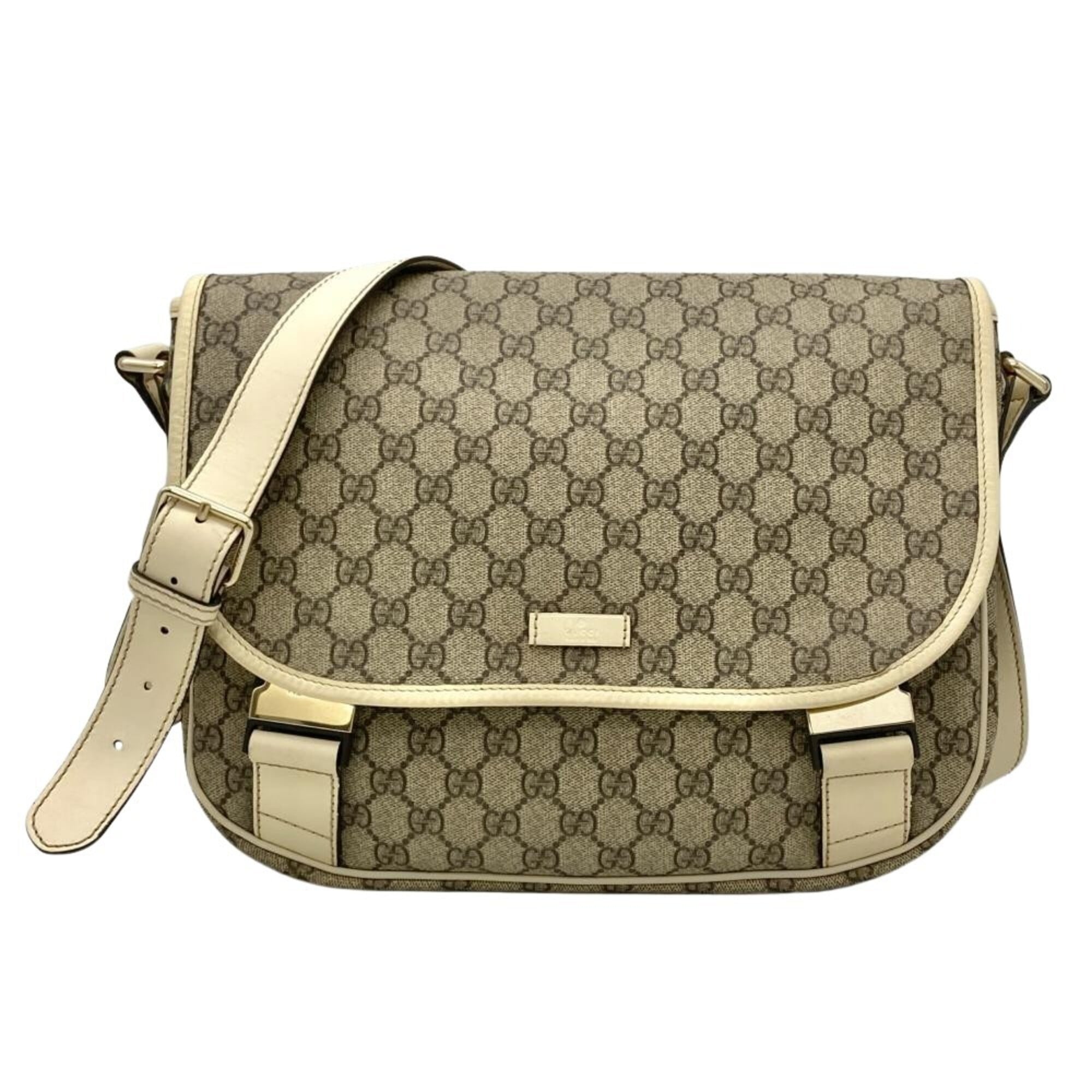Gucci Beige Ivory Gg Supreme Canvas Shoulder Bag (Pre-Owned)
