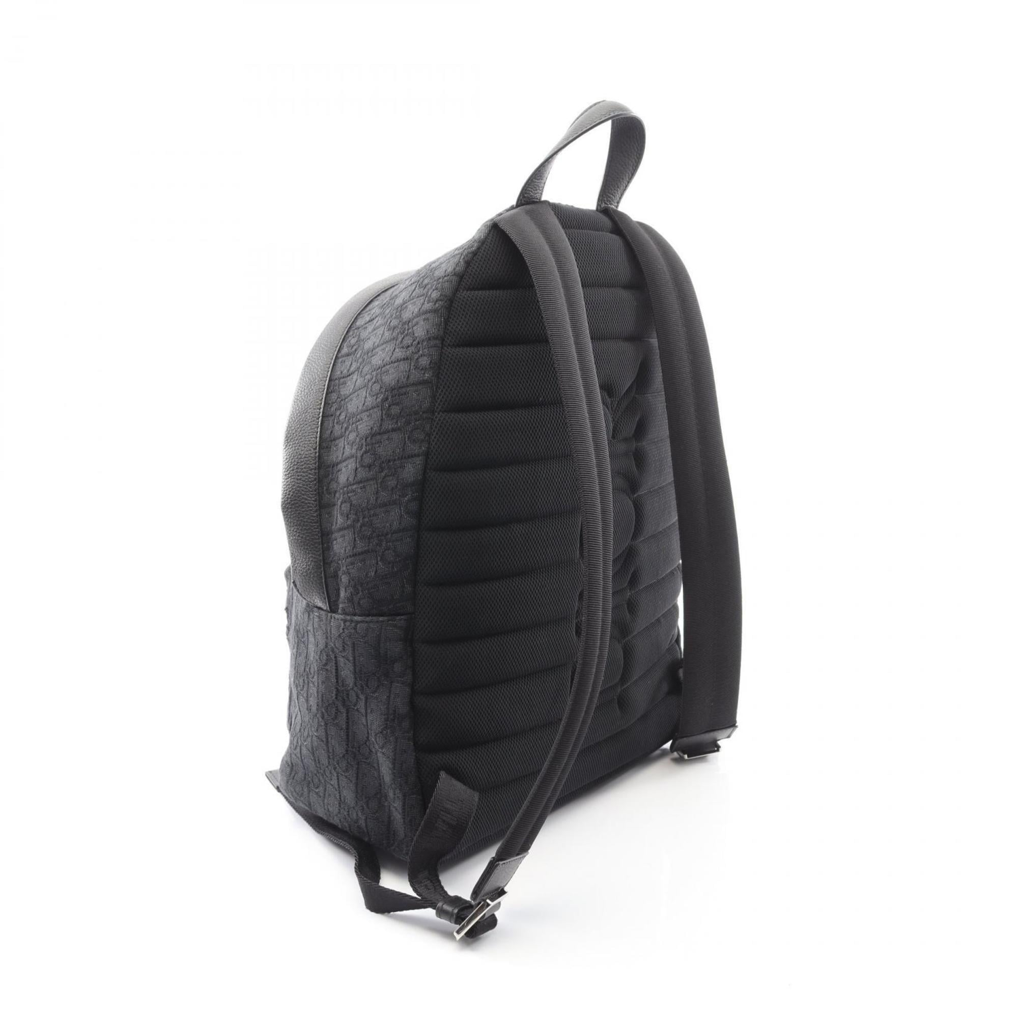 Christian Dior Black Canvas Leather Backpack Handbag (Pre-Owned)