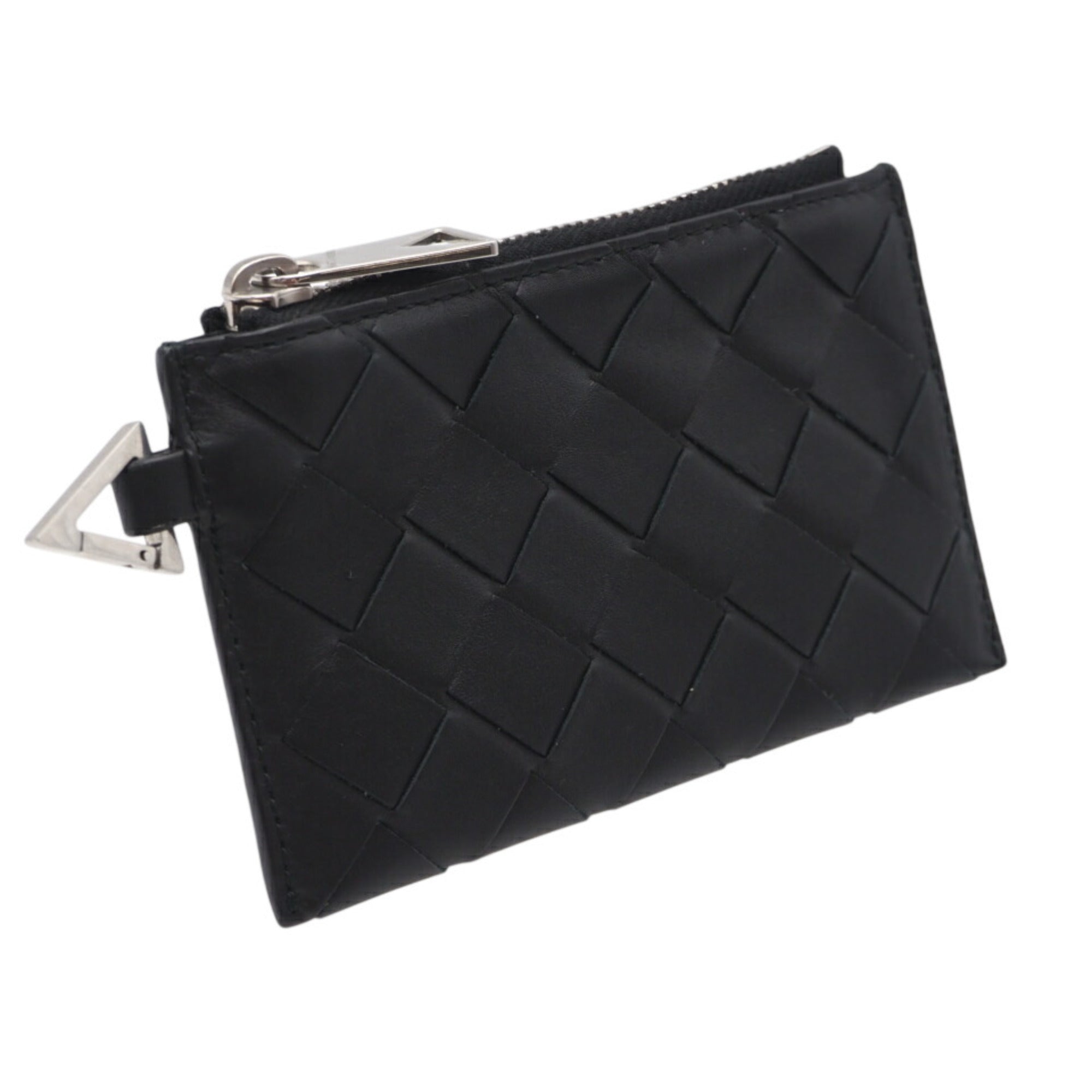 Bottega Veneta Black Leather Coin Purse/Coin Case (Pre-Owned)