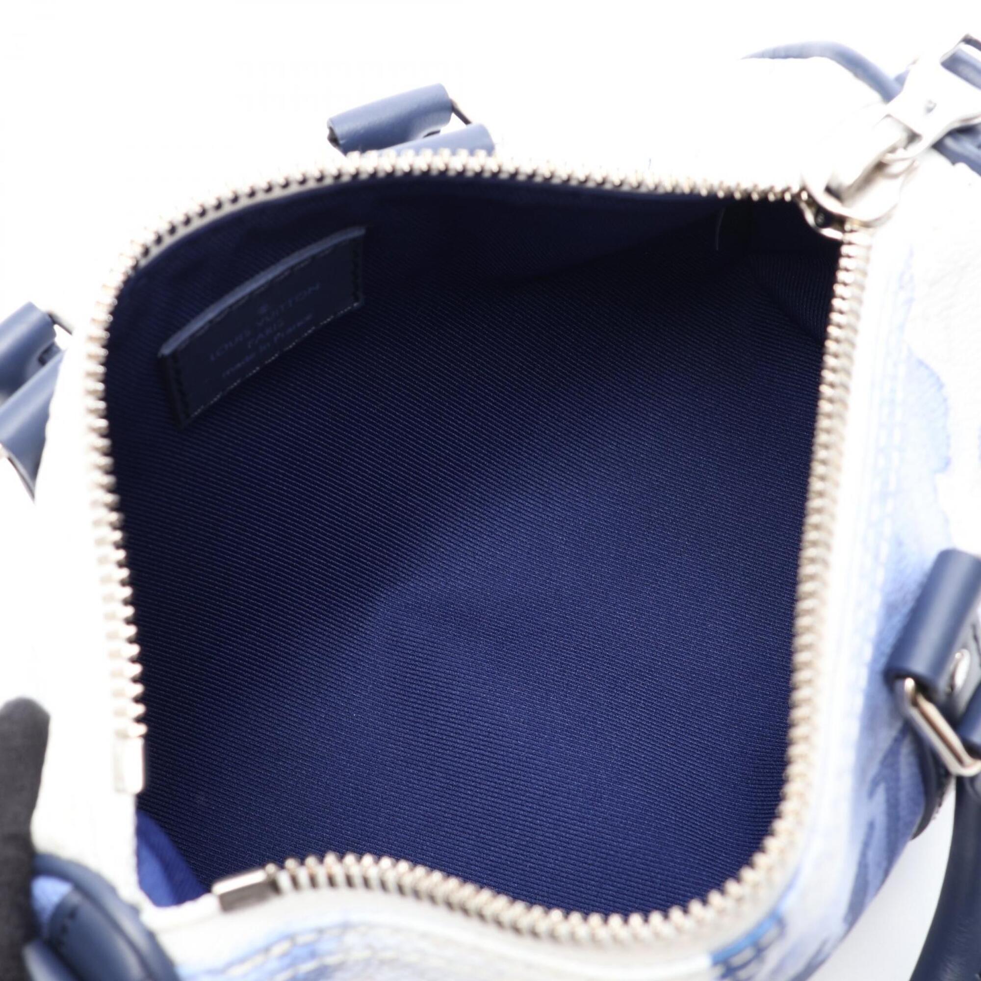 Louis Vuitton Multi-Color Navy White Pvc Coated Canvas Leather Handbag (Pre-Owned)