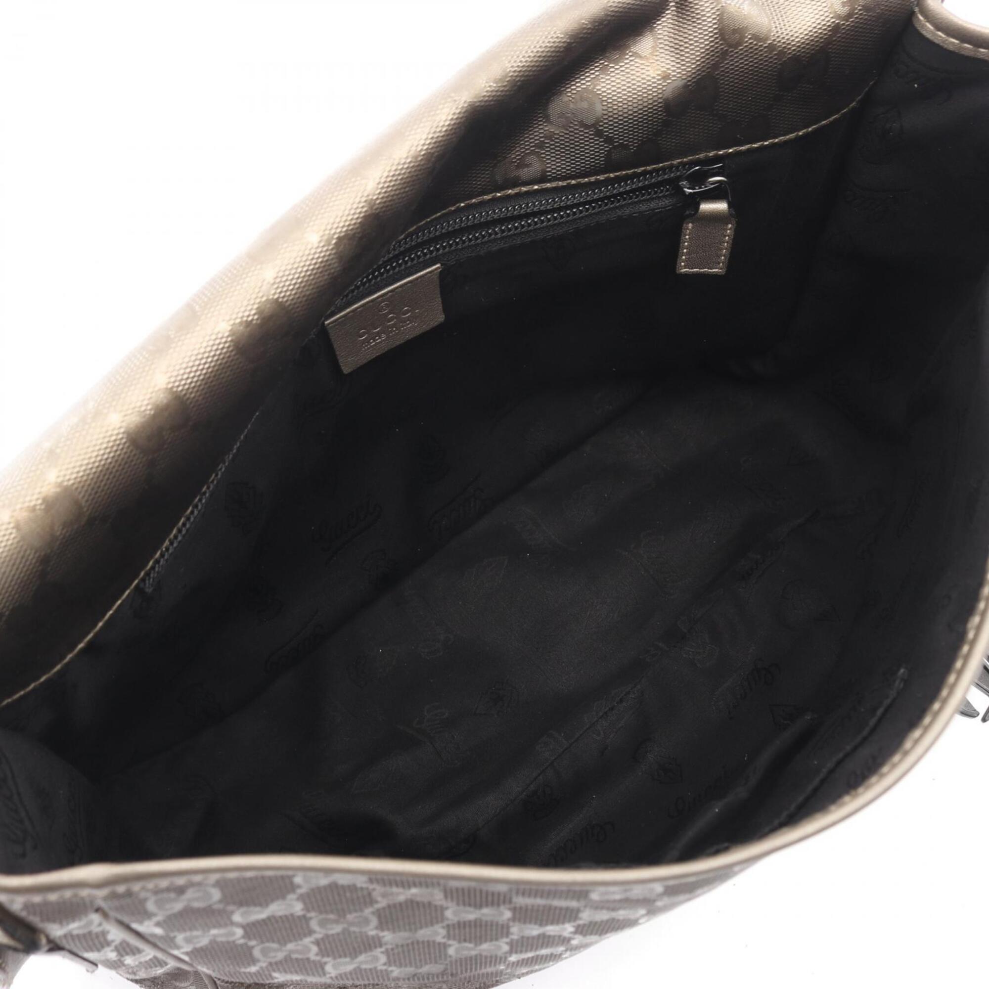 Gucci Brown Pvc Coated Canvas Leather Handbag Shoulder Bag (Pre-Owned)