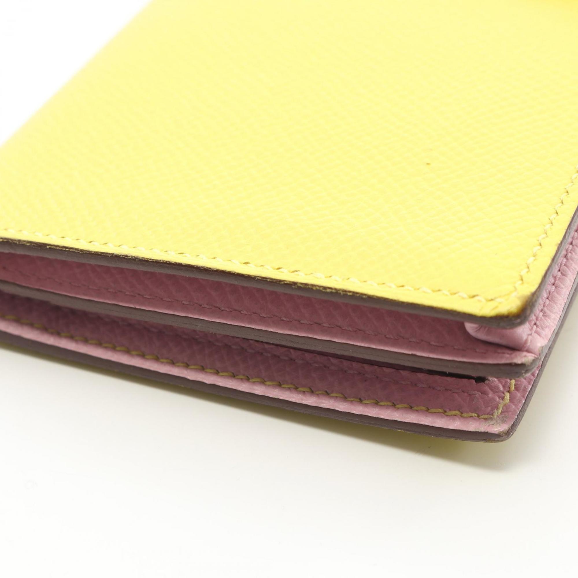 Hermes Lime Yellow Epsom Leather Leather Long Wallet (Bi-Fold) (Pre-Owned)