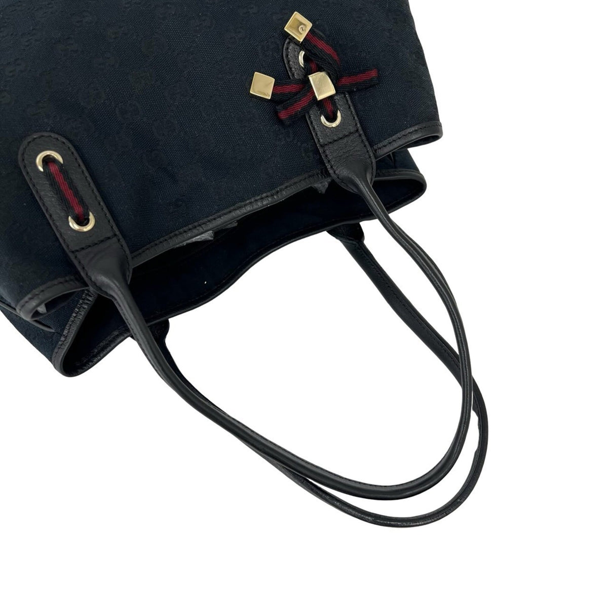 Gucci Black Canvas Leather Handbag Tote Bag (Pre-Owned)