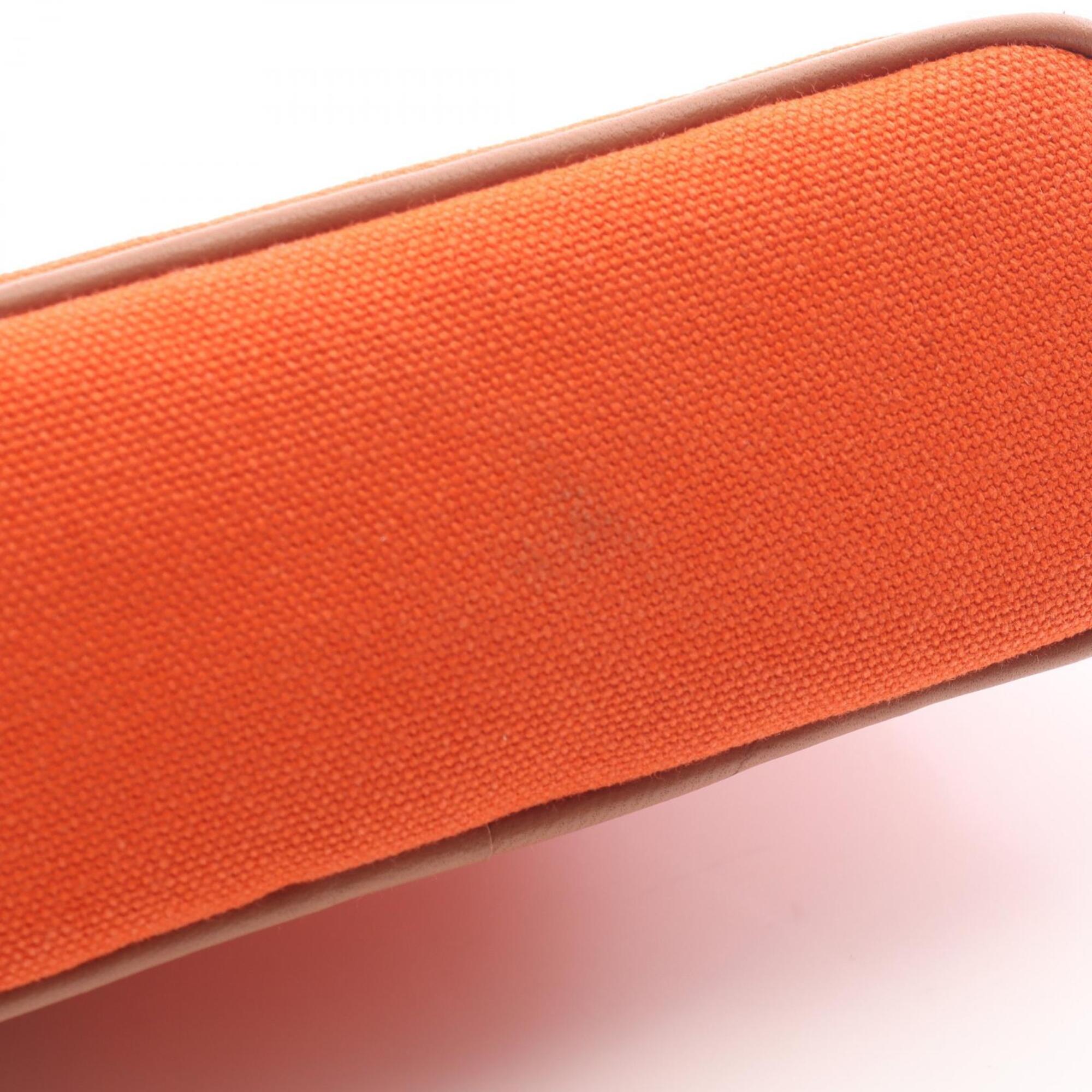 Hermes Feu Orange Canvas Leather Handbag Pouch (Pre-Owned)