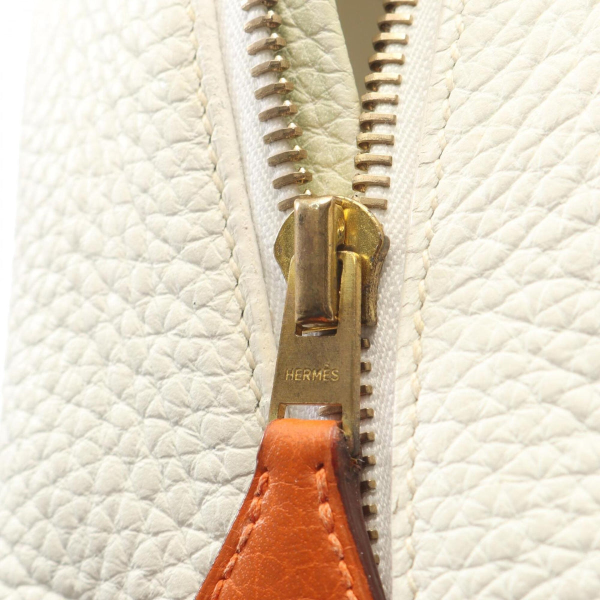 Hermes Orange Potiron White Taurillon Clemence Leather Leather Handbag (Pre-Owned)