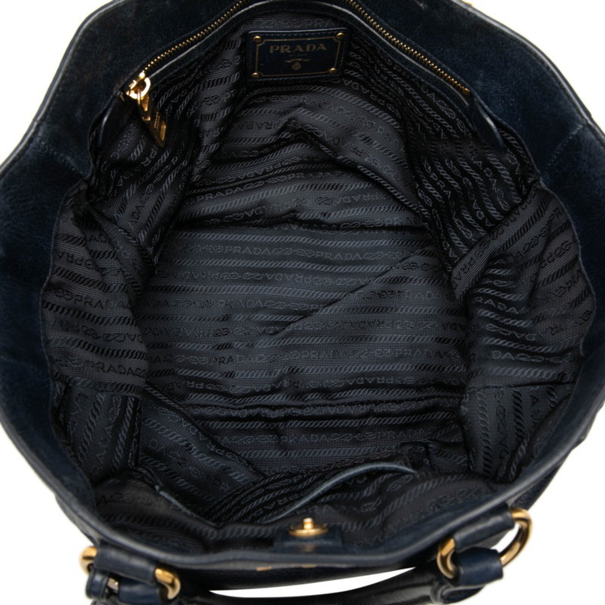 Prada Navy Leather Handbag Shoulder Bag (Pre-Owned)