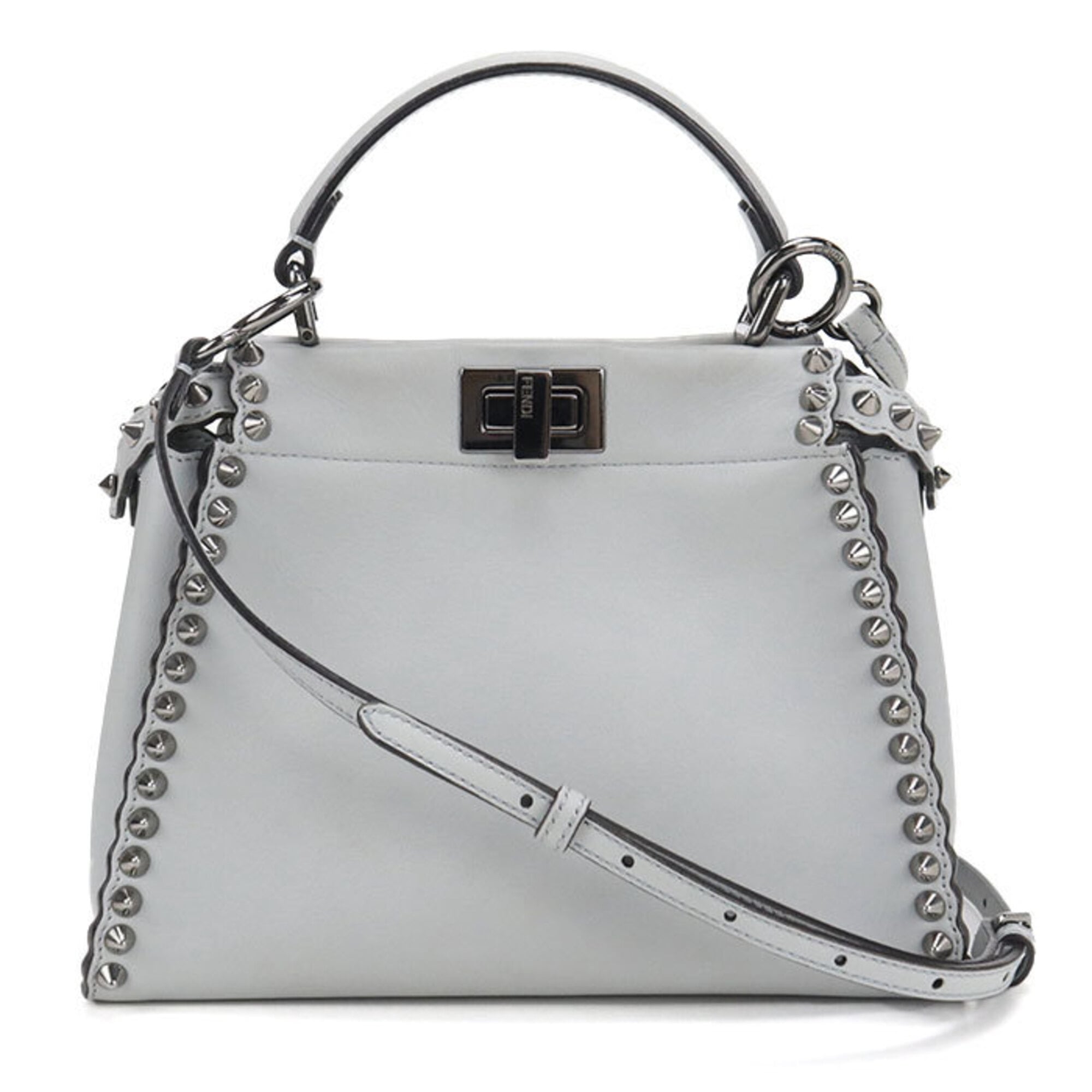 Fendi Gray Leather Handbag (Pre-Owned)