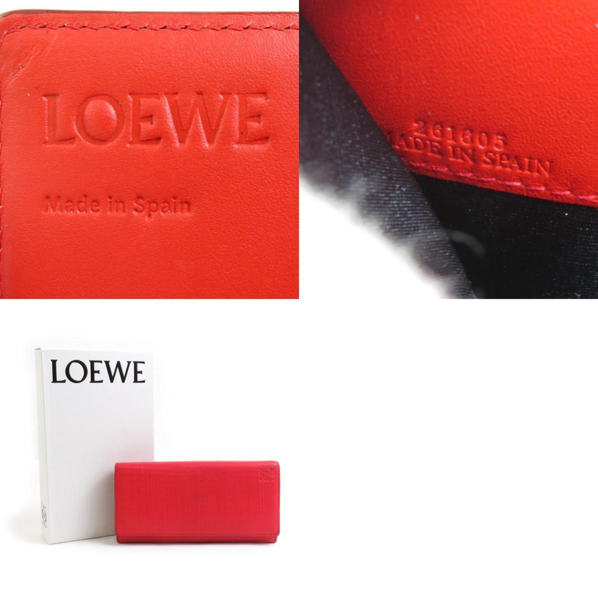 Loewe Red Color Leather Long Wallet (Bi-Fold) (Pre-Owned)