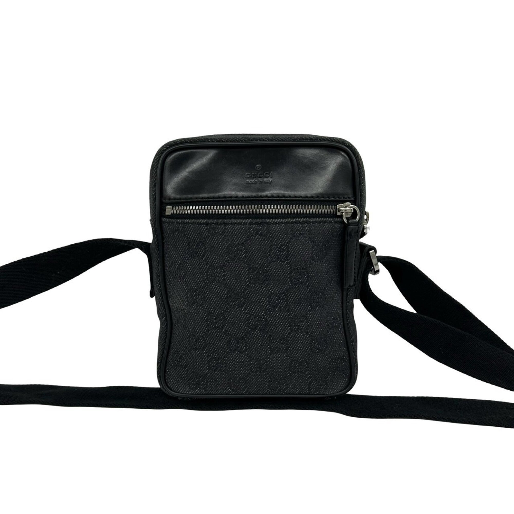Gucci Black Canvas Leather Pochette Shoulder Bag (Pre-Owned)