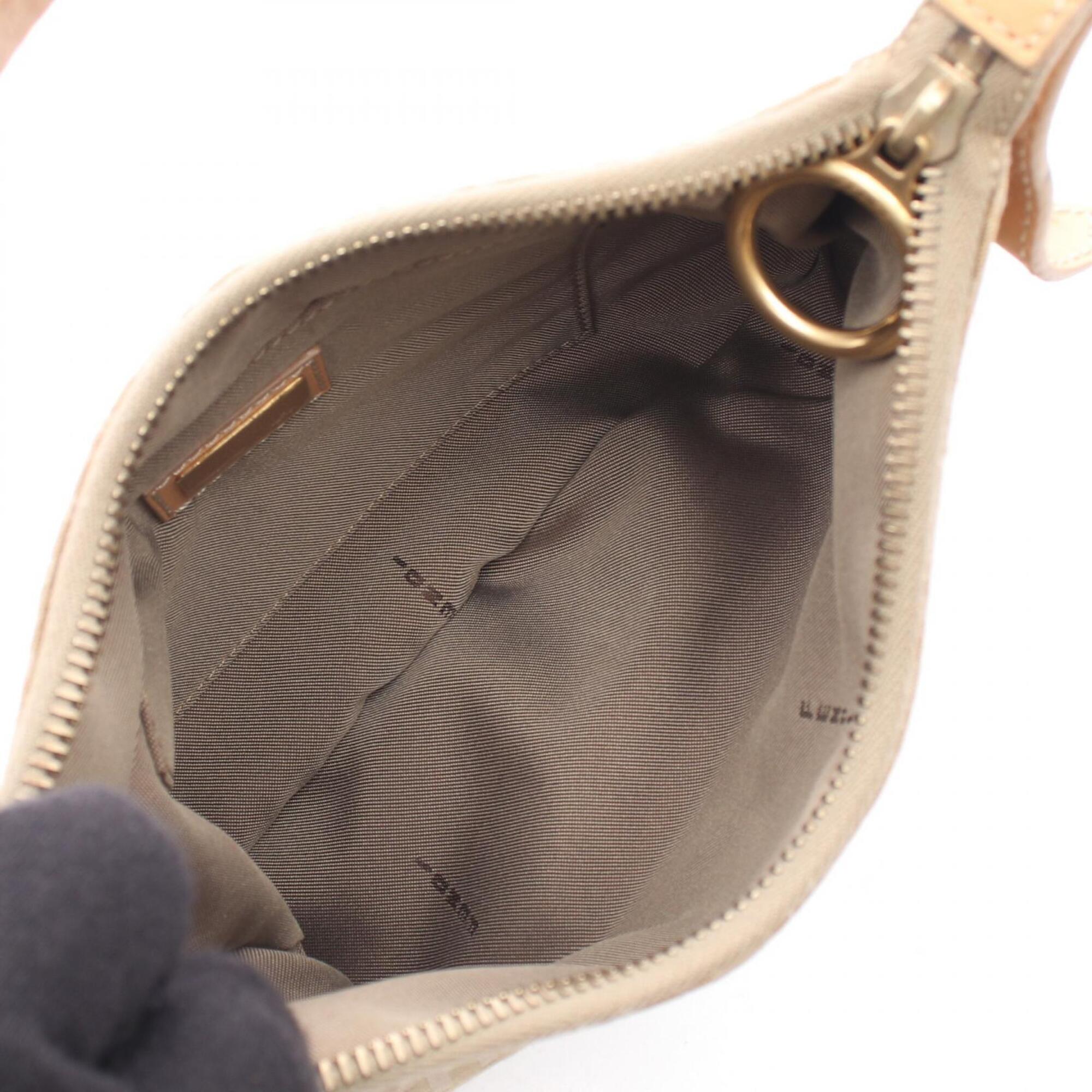 Fendi Beige Canvas Leather Handbag Shoulder Bag (Pre-Owned)