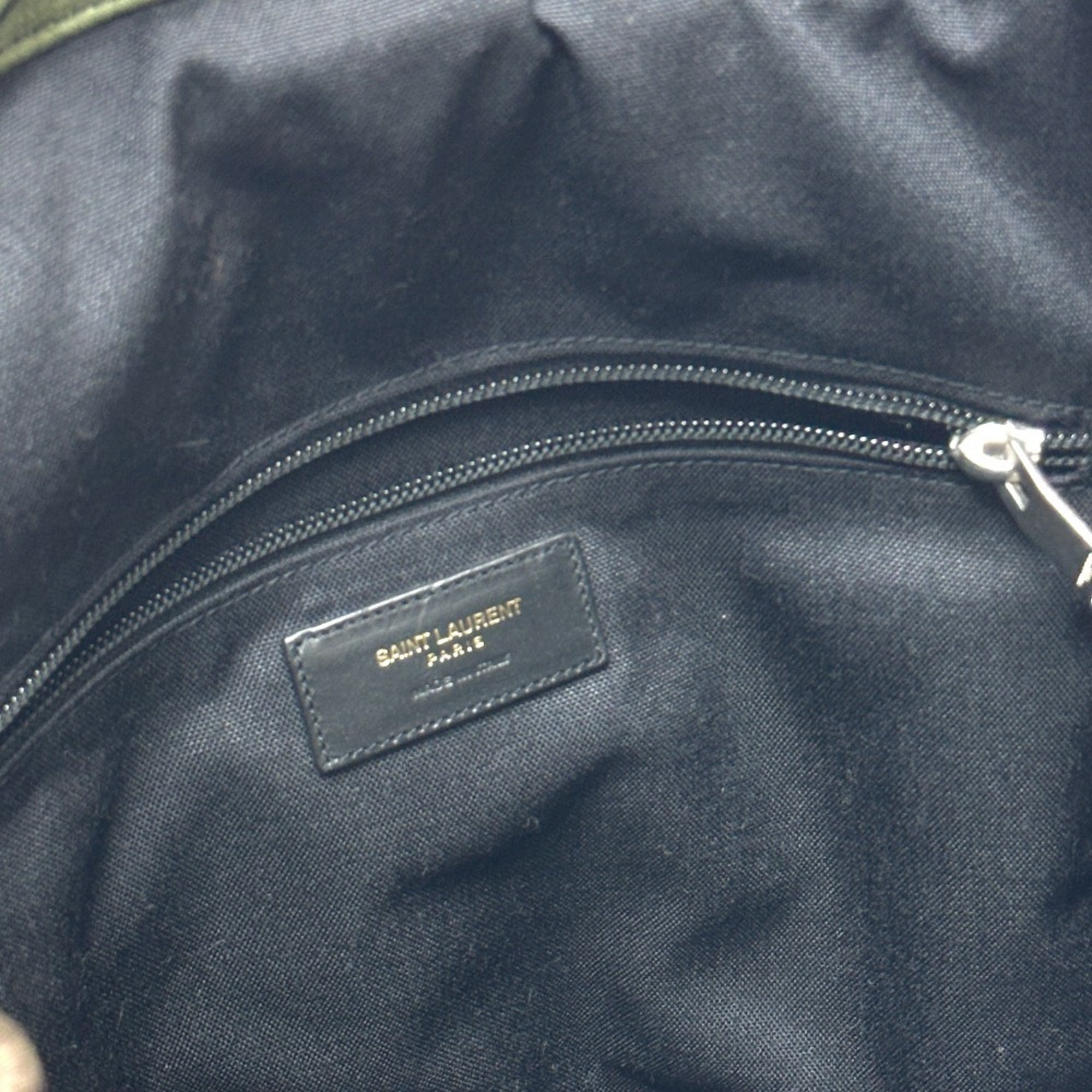 Yves Saint Laurent Camouflage Green Canvas Backpack (Pre-Owned)