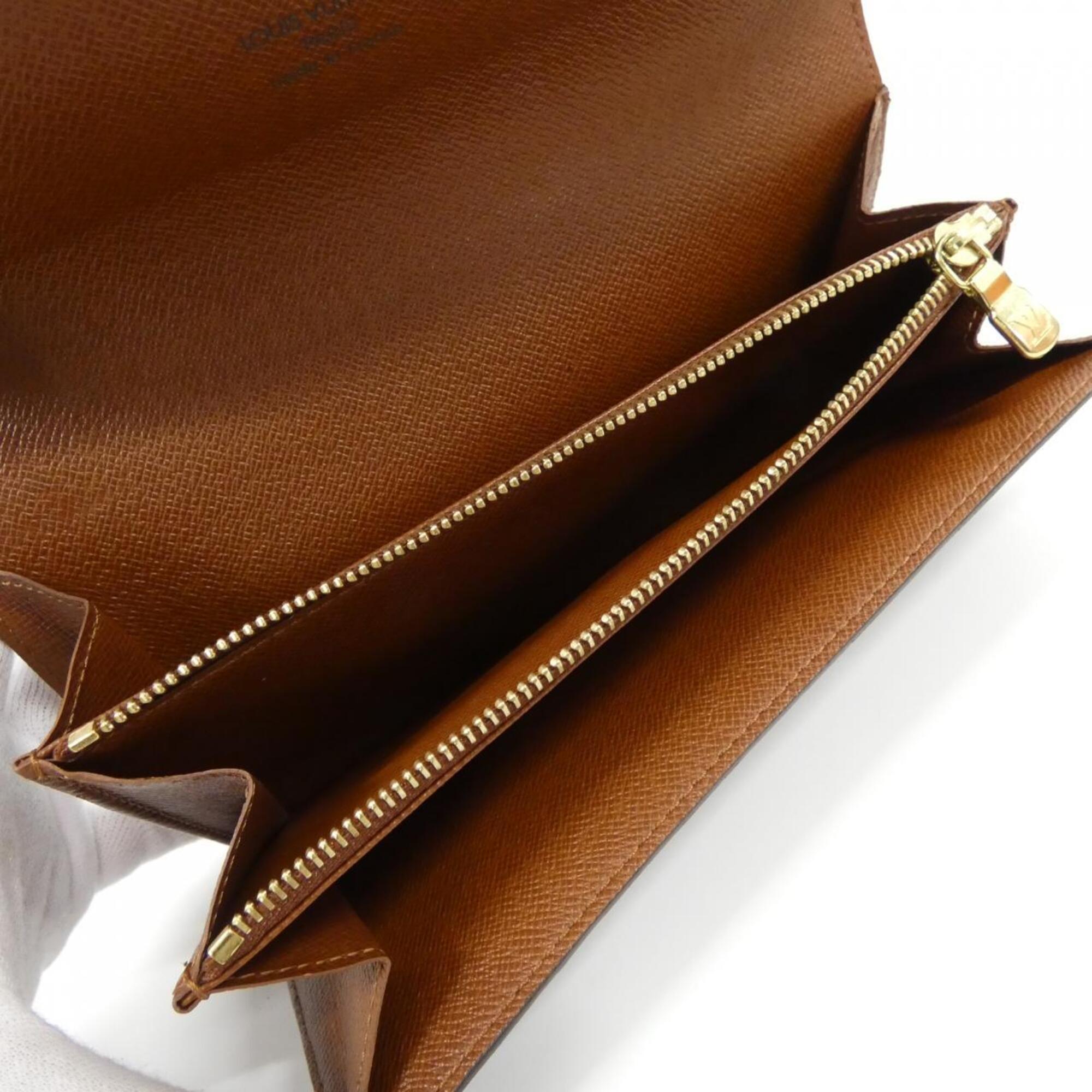Louis Vuitton Monogram Marron Coated Canvas Long Wallet (Bi-Fold) (Pre-Owned)