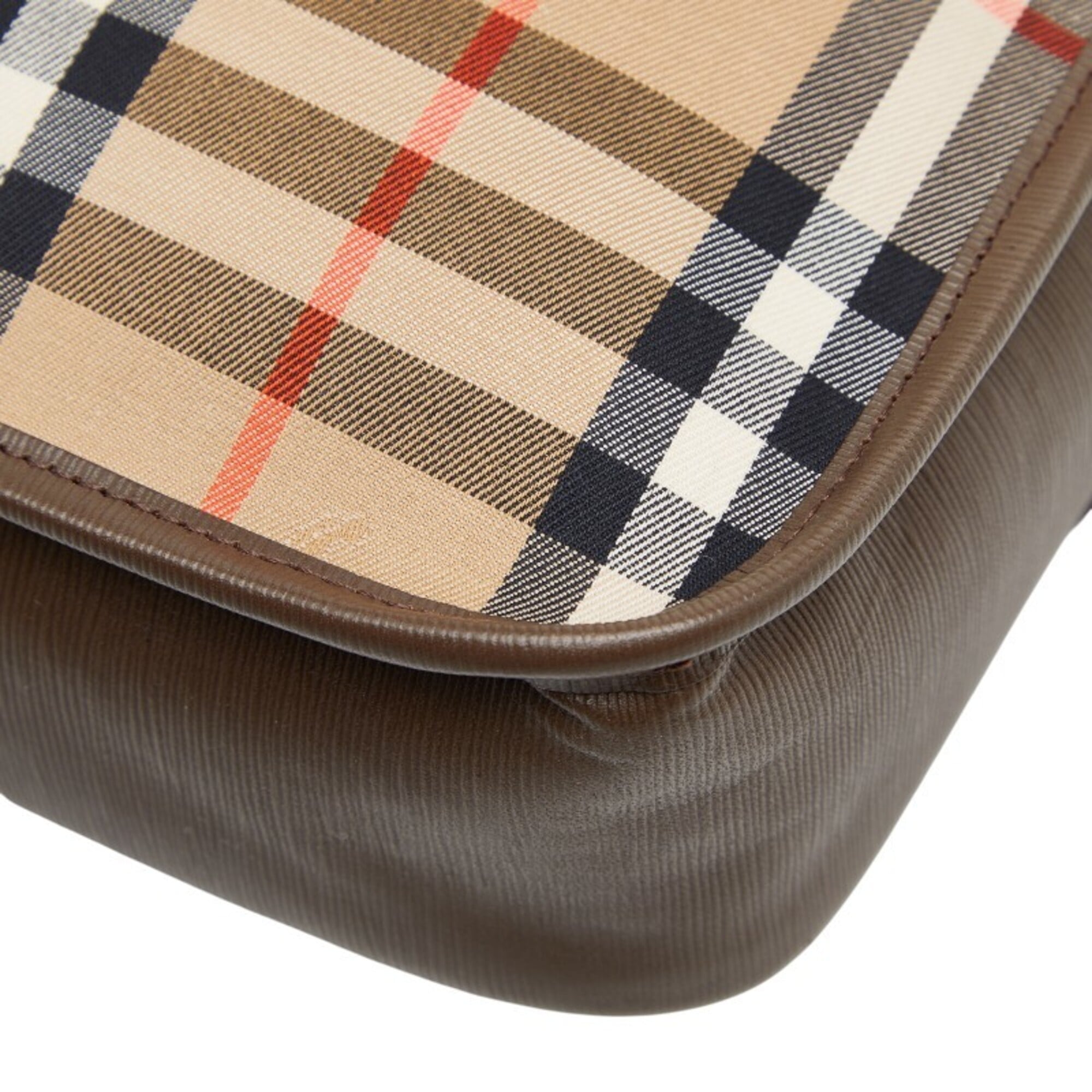 Burberry Beige Brown Canvas Leather Shoulder Bag (Pre-Owned)