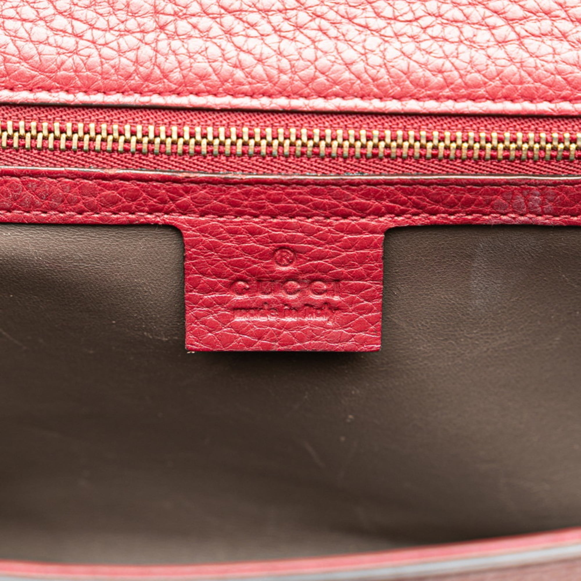 Gucci Red Color Wine Leather Shoulder Bag (Pre-Owned)