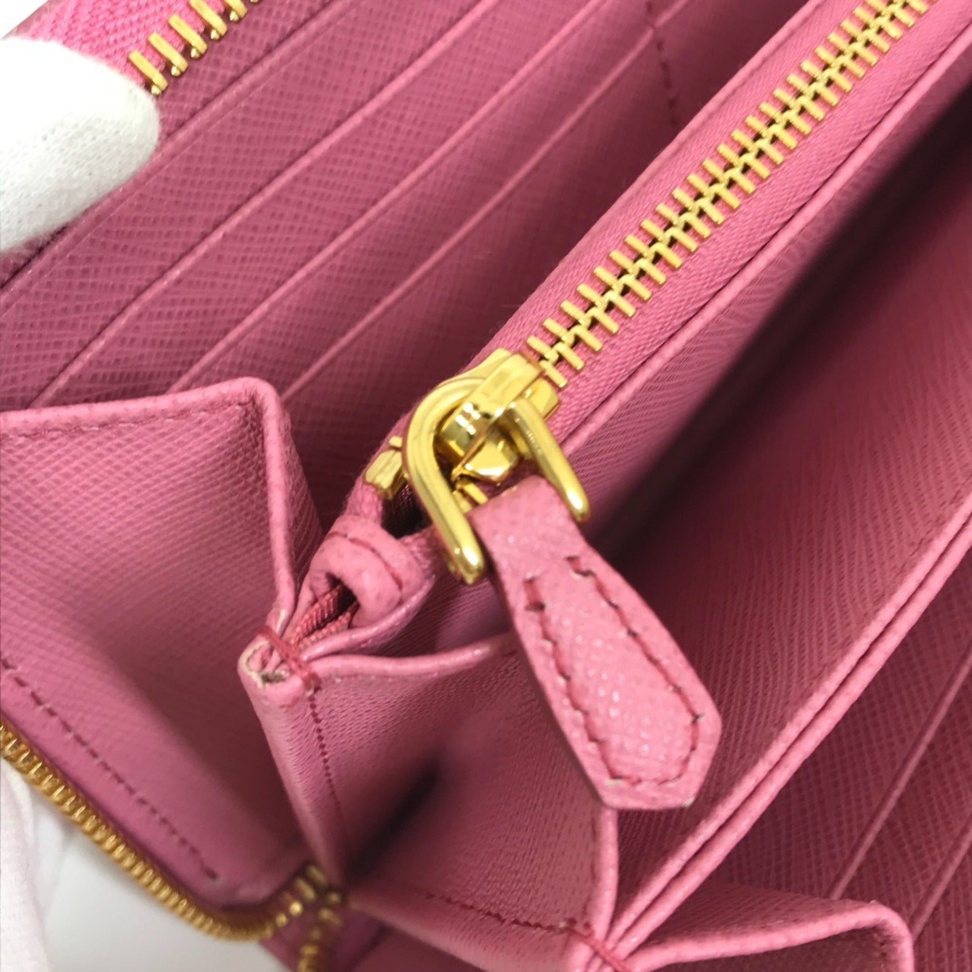 Prada Saffiano Begonia Pink Leather Long Wallet (Bi-Fold) (Pre-Owned)