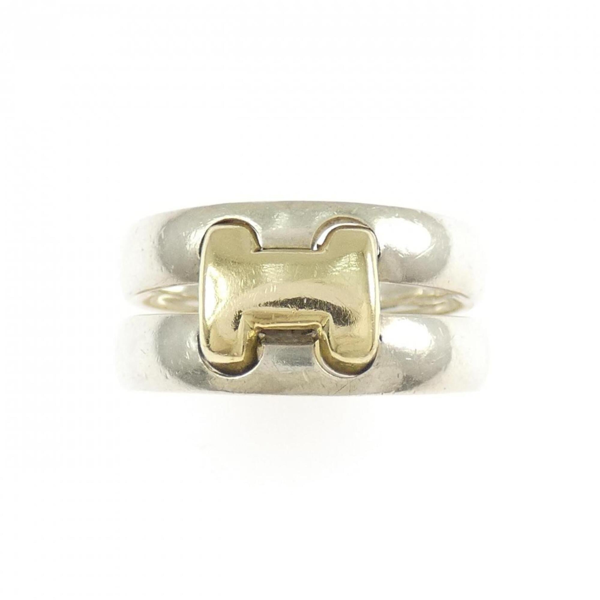 Hermes Silver Yellow Gold Yellow Gold (18K) Silver 925 Band Ring (Pre-Owned)