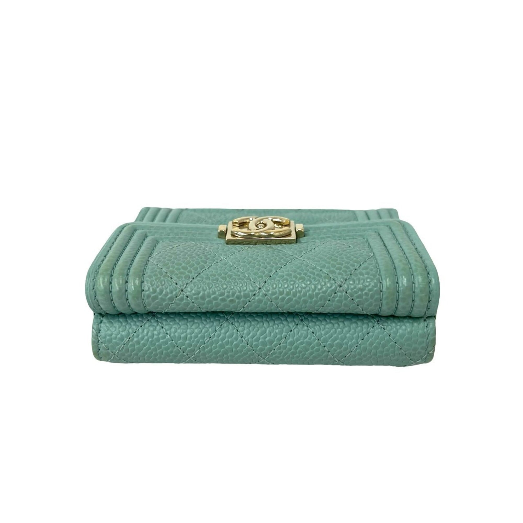 Chanel Blue Grained Calfskin Wallet (Tri-Fold) (Pre-Owned)