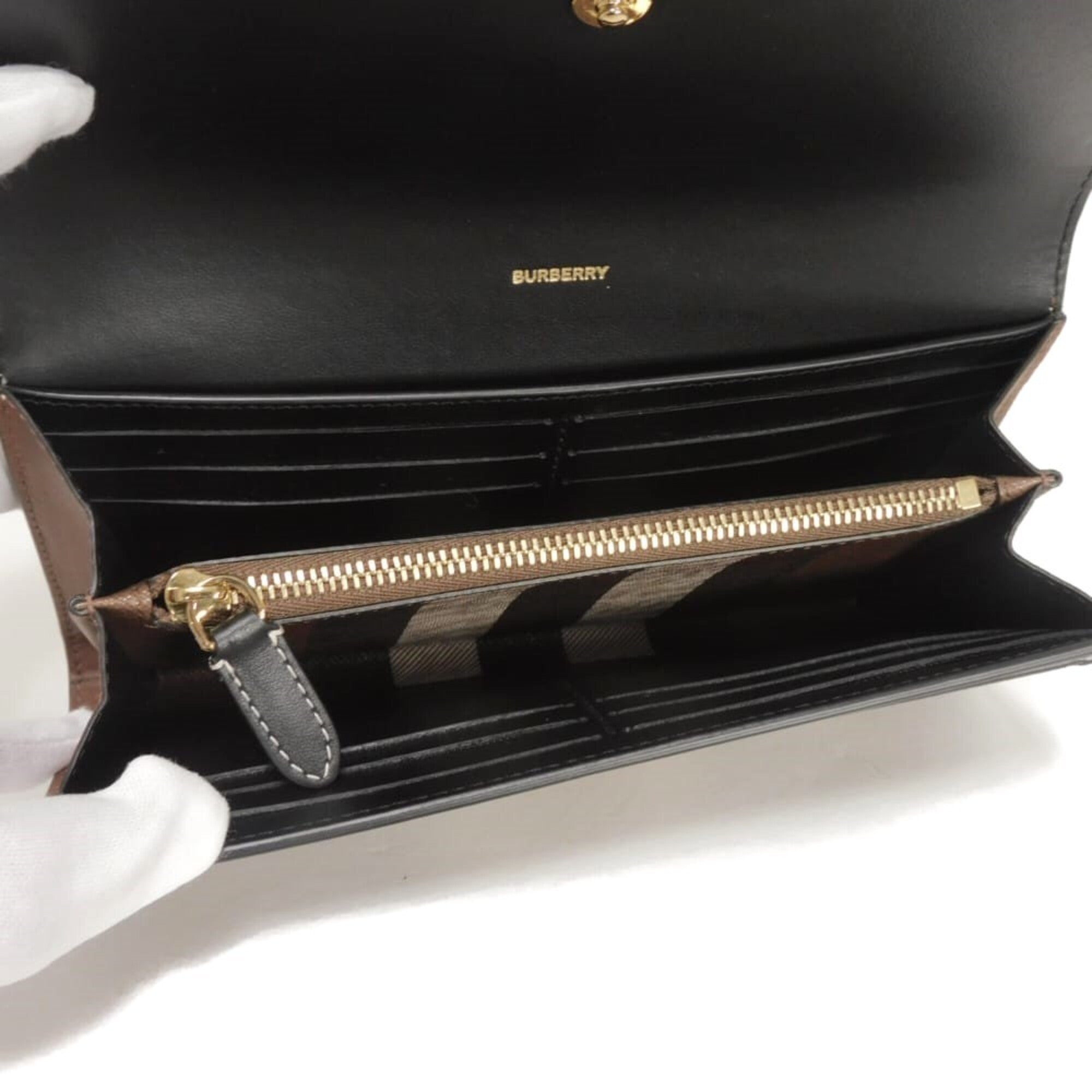 Burberry Brown Pvc Leather Long Wallet (Bi-Fold) (Pre-Owned)
