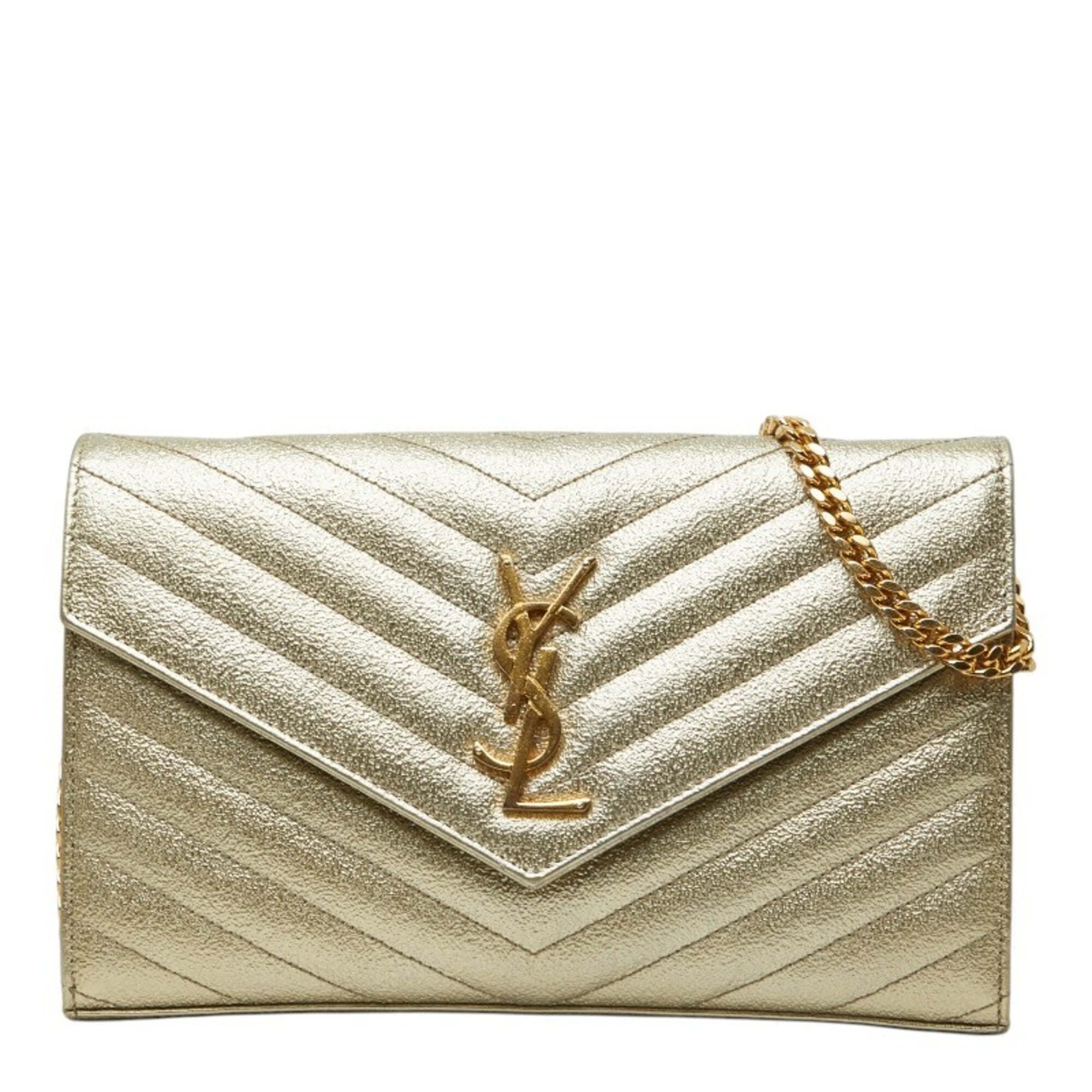 Saint Laurent Gold Leather Shoulder Bag (Pre-Owned)