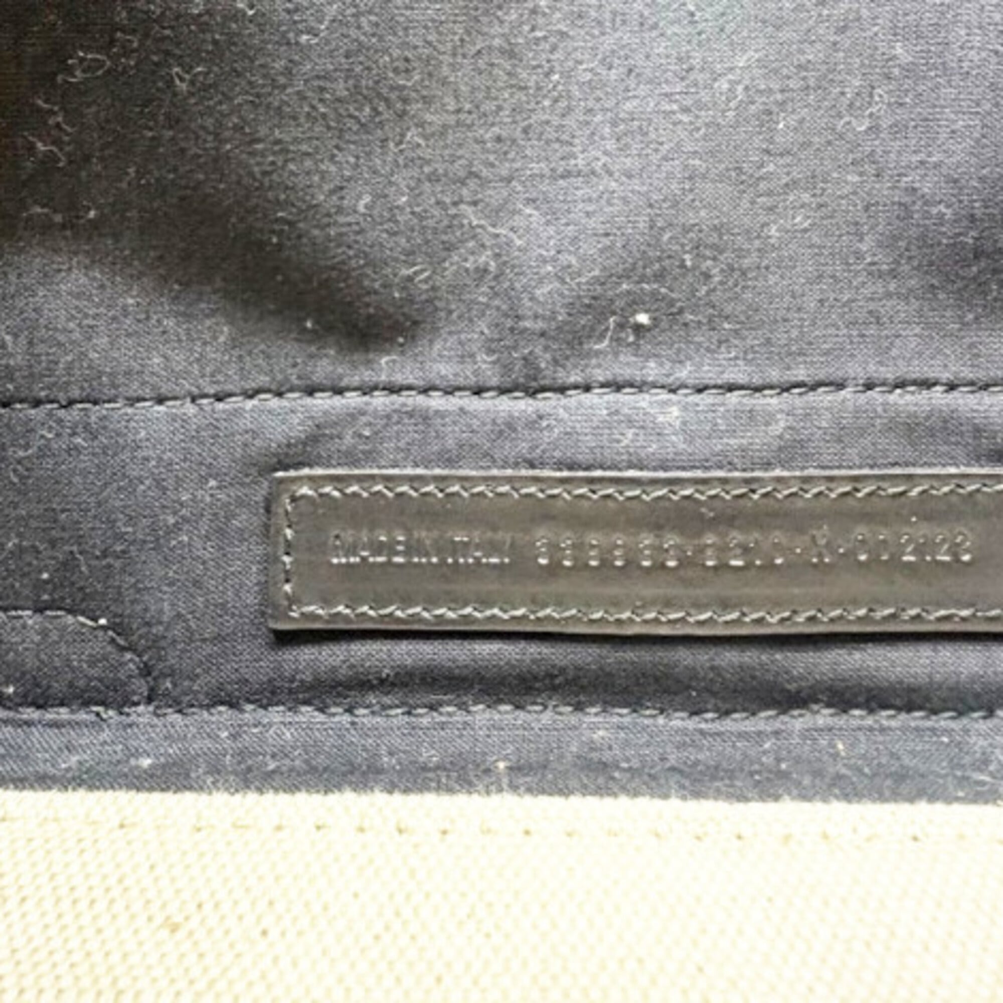 Balenciaga Black Ivory Canvas Leather Handbag Pouch (Pre-Owned)