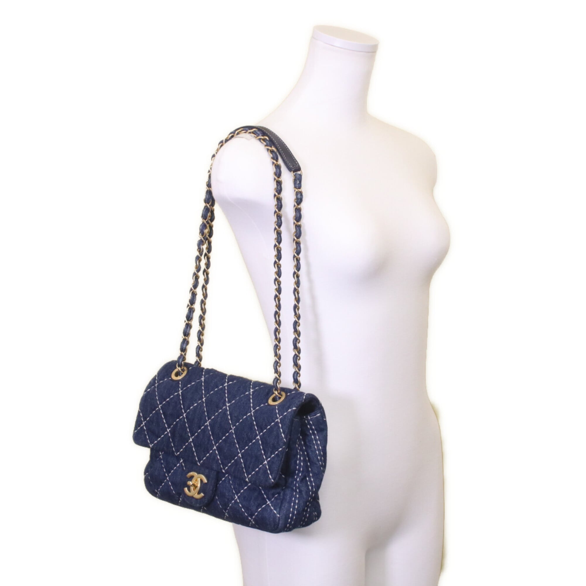 Chanel Gold Denim Shoulder Bag (Pre-Owned)