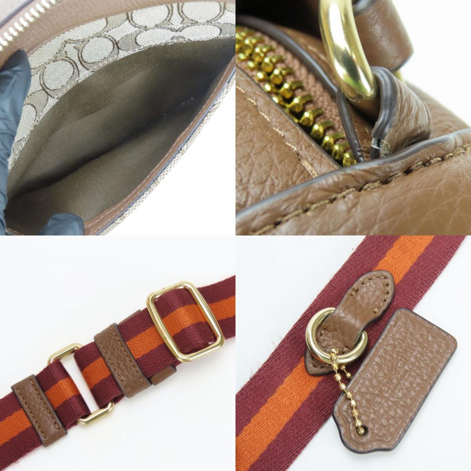 Coach Bordeaux Brown Canvas Leather Pochette Shoulder Bag (Pre-Owned)