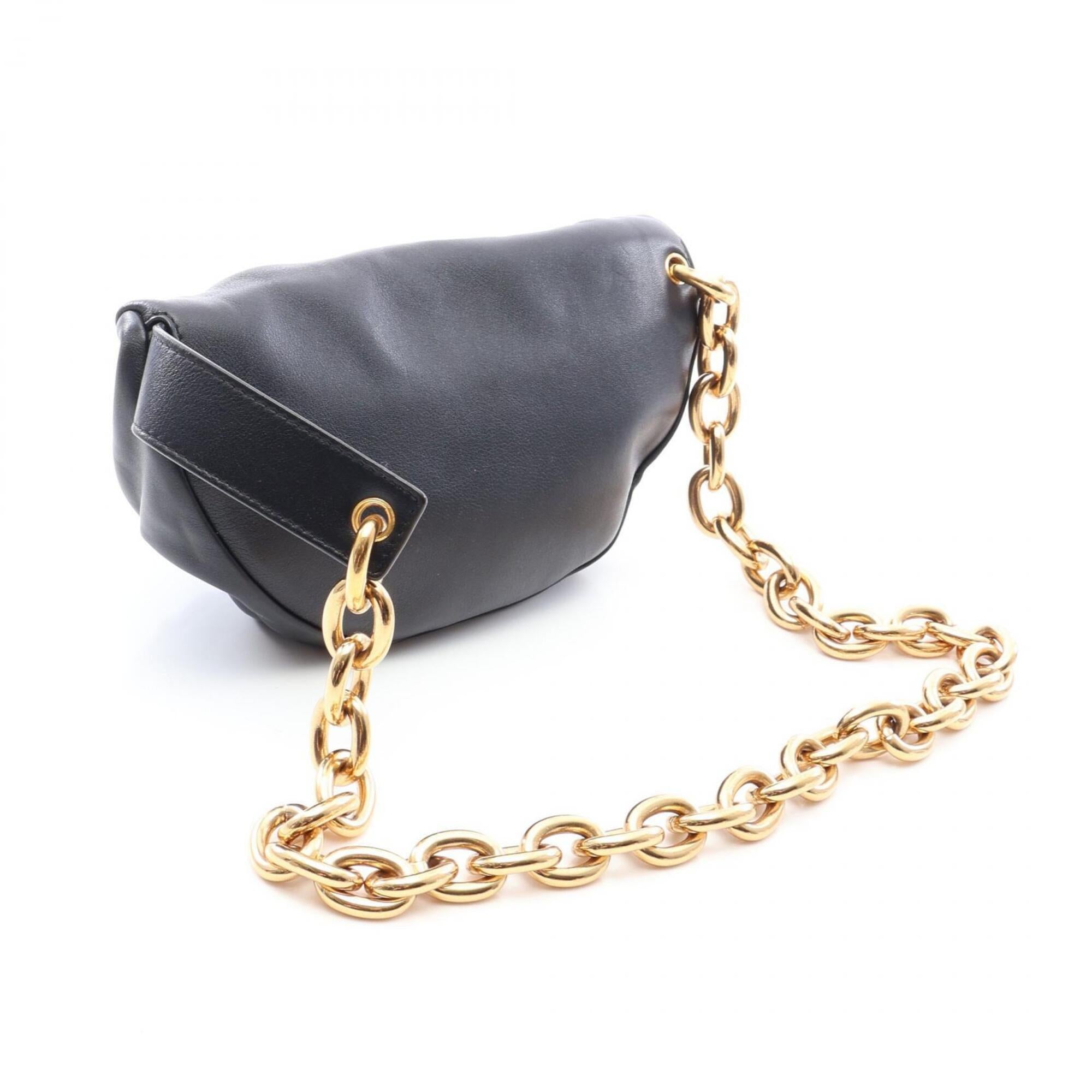 Bottega Veneta Black Leather Fanny Pack Handbag Pouch (Pre-Owned)